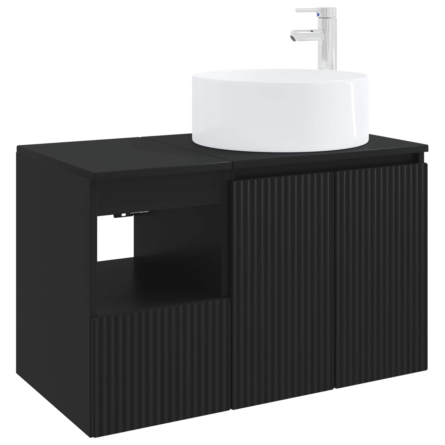 Bathroom Furniture Set 2 pcs Black Engineered Wood