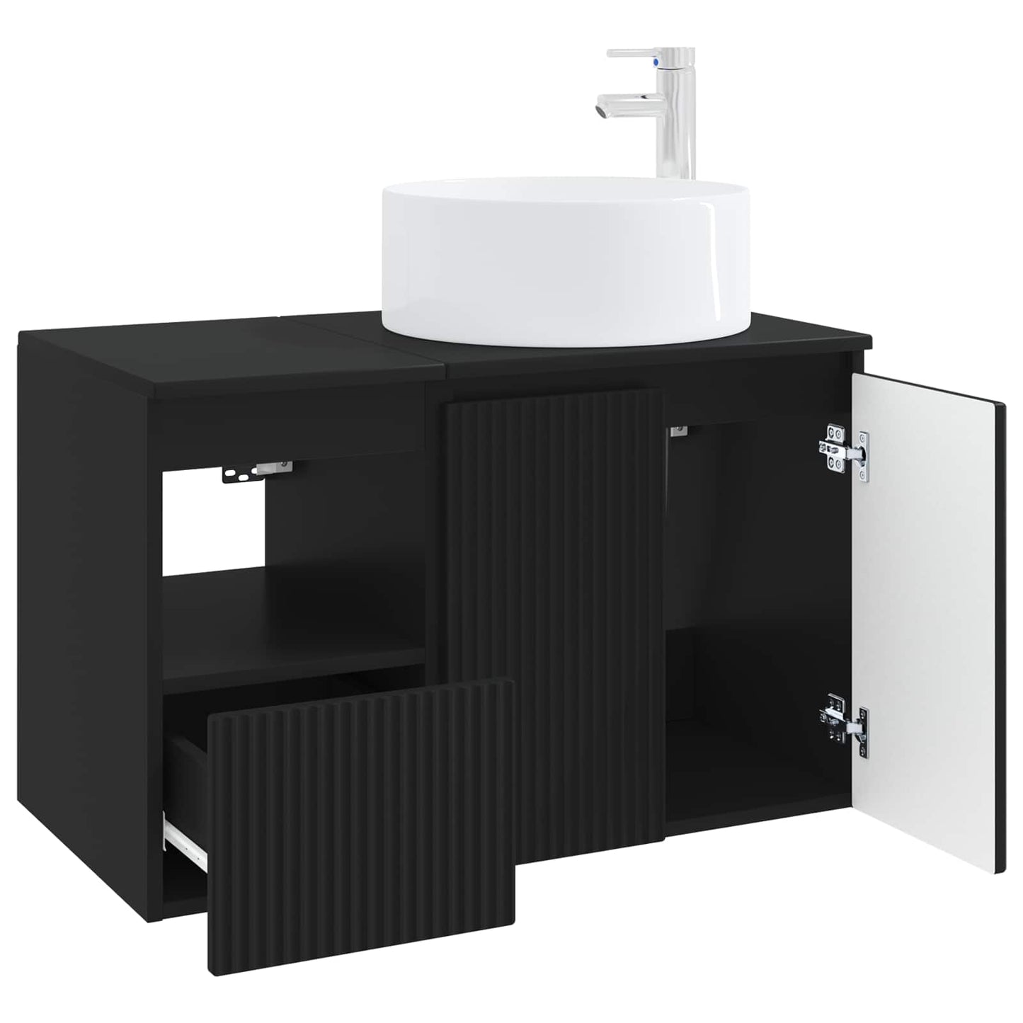 Bathroom Furniture Set 2 pcs Black Engineered Wood