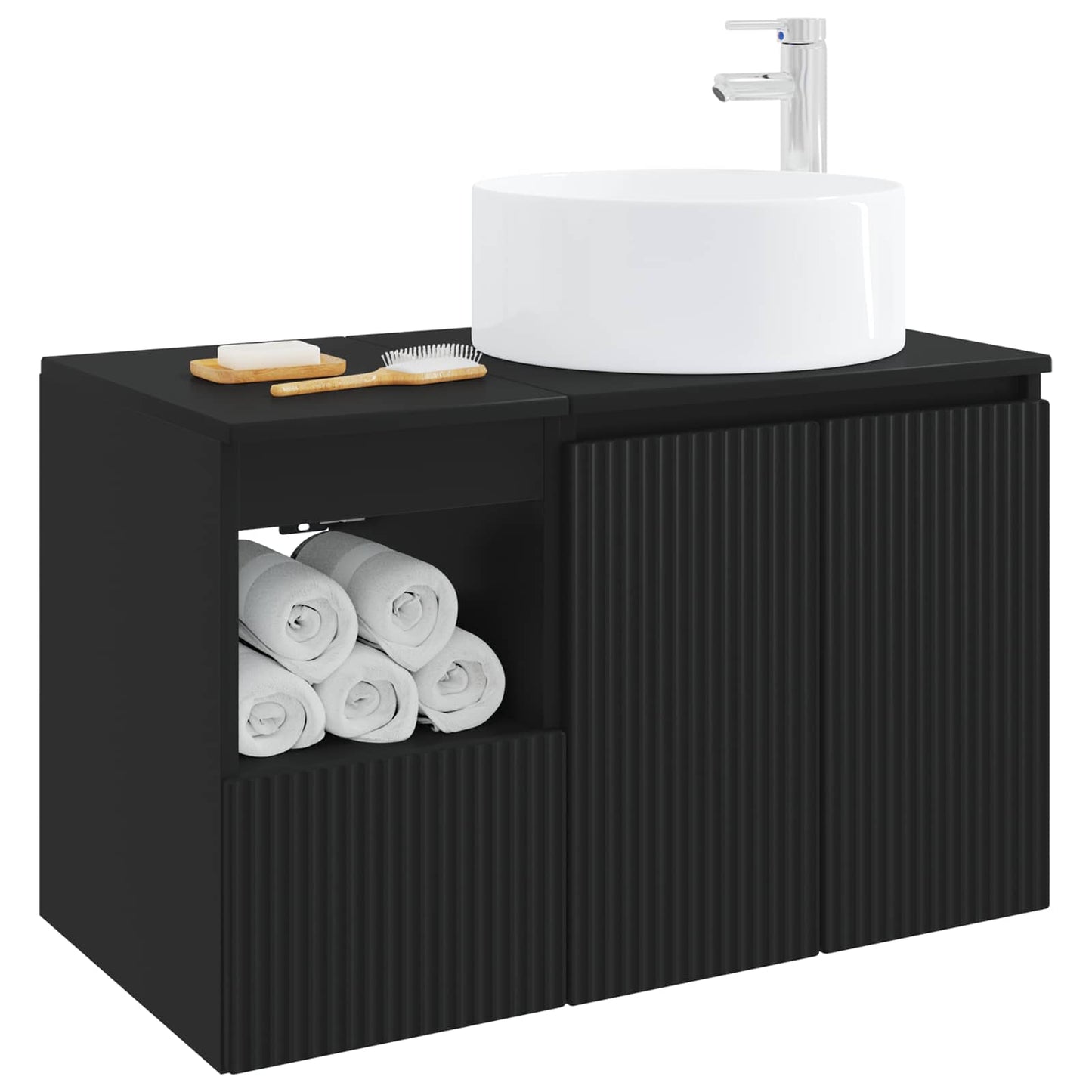 Bathroom Furniture Set 2 pcs Black Engineered Wood