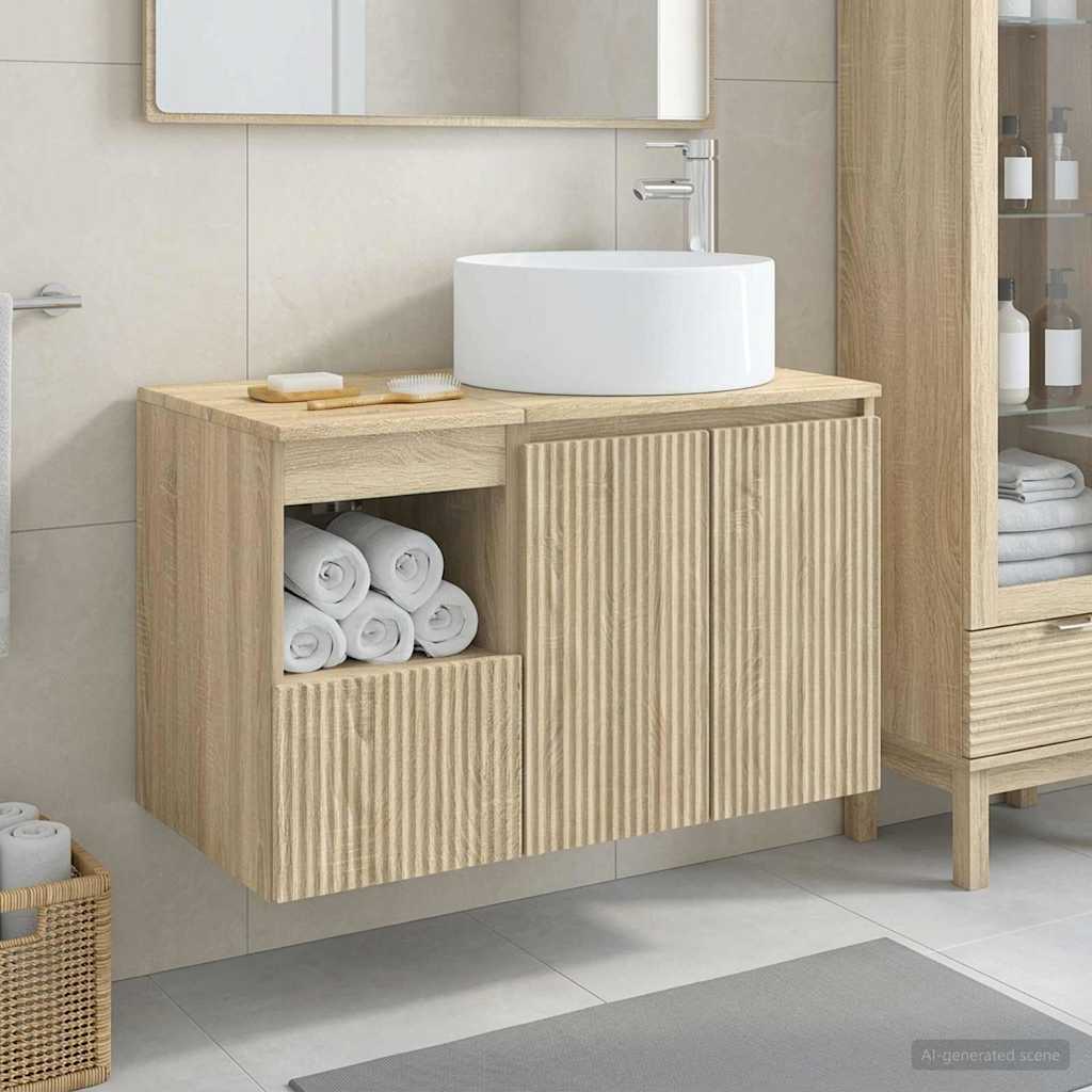 Bathroom Furniture Set 2 pcs Sonoma Oak Engineered Wood