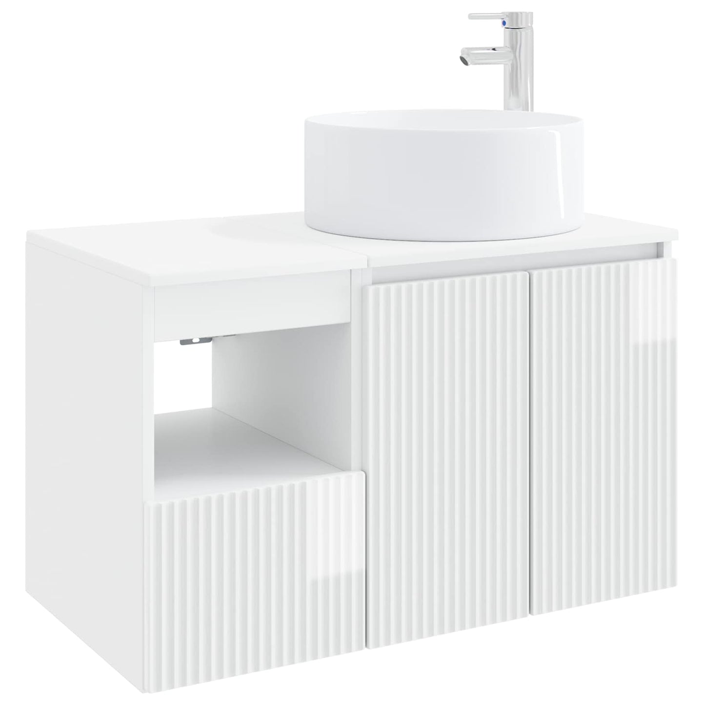 Bathroom Furniture Set 2 pcs High Gloss White Engineered Wood