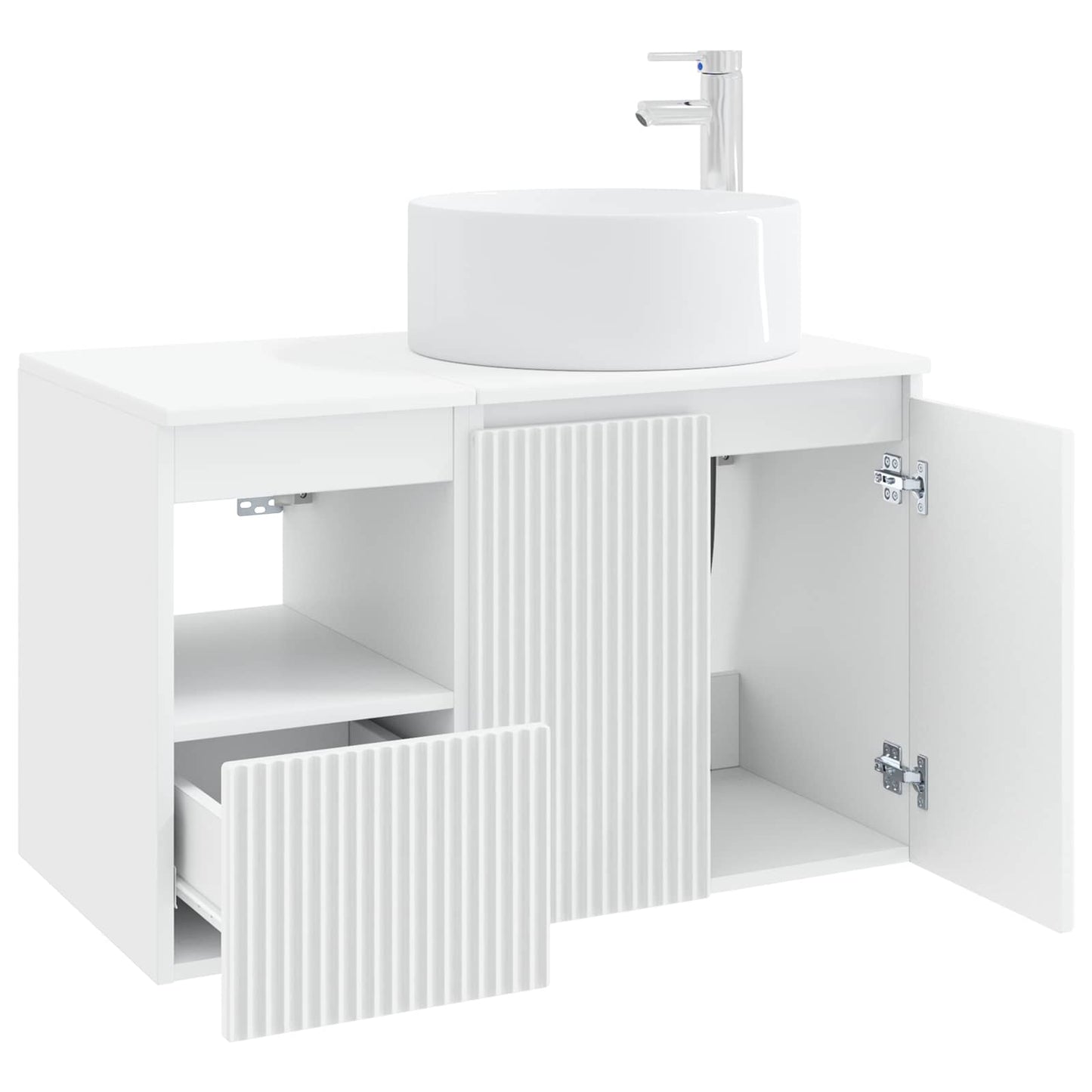 Bathroom Furniture Set 2 pcs High Gloss White Engineered Wood