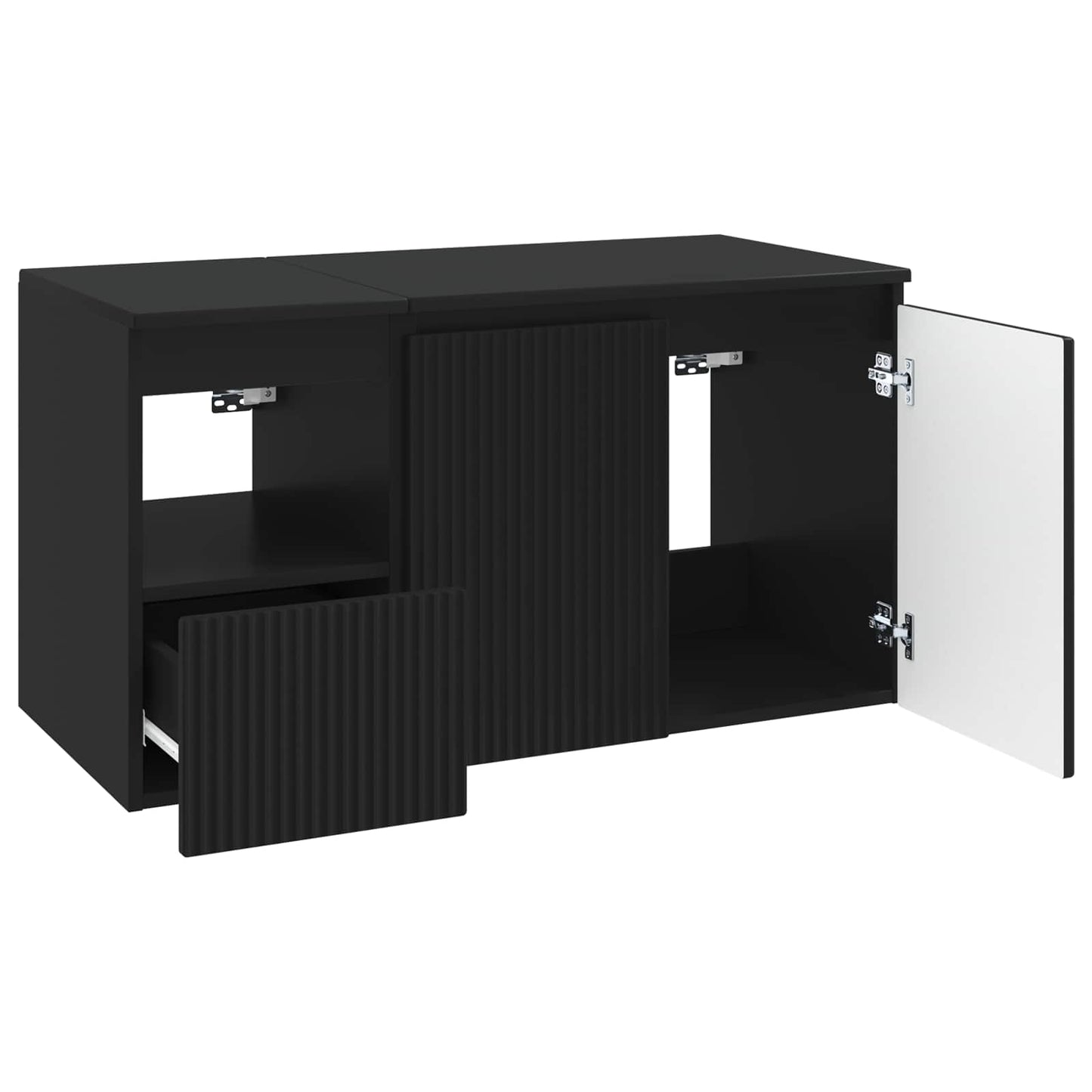 Bathroom Furniture Set 2 pcs Black Engineered Wood