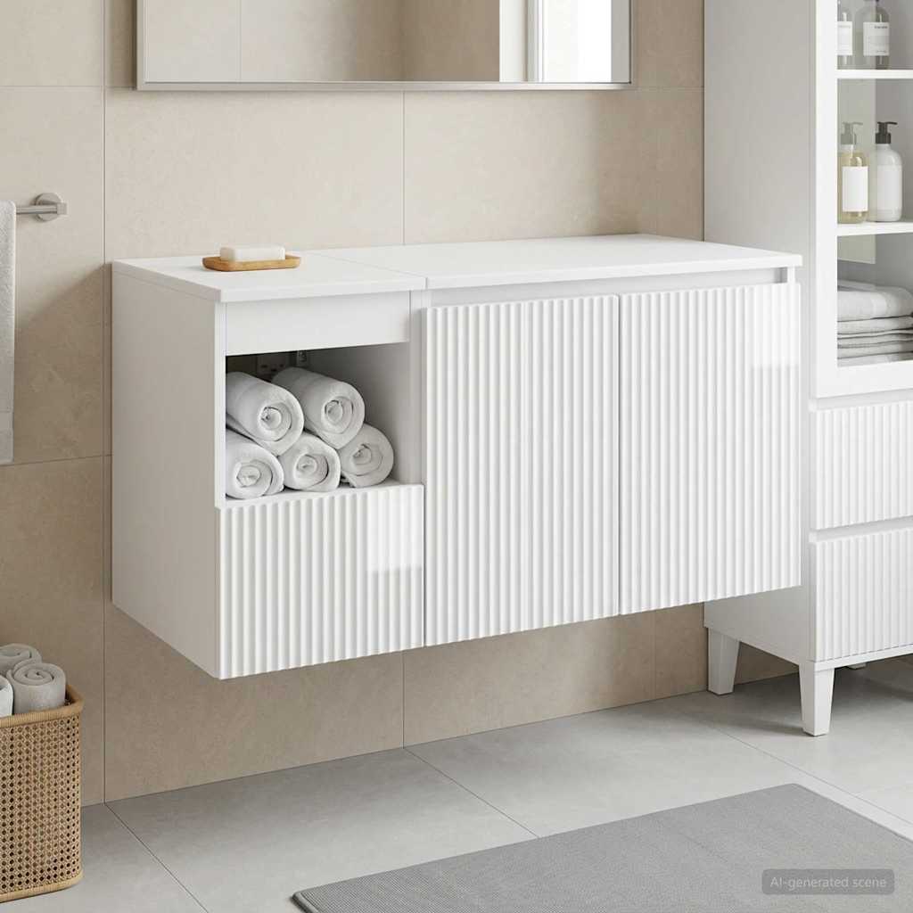 Bathroom Furniture Set 2 pcs High Gloss White Engineered Wood