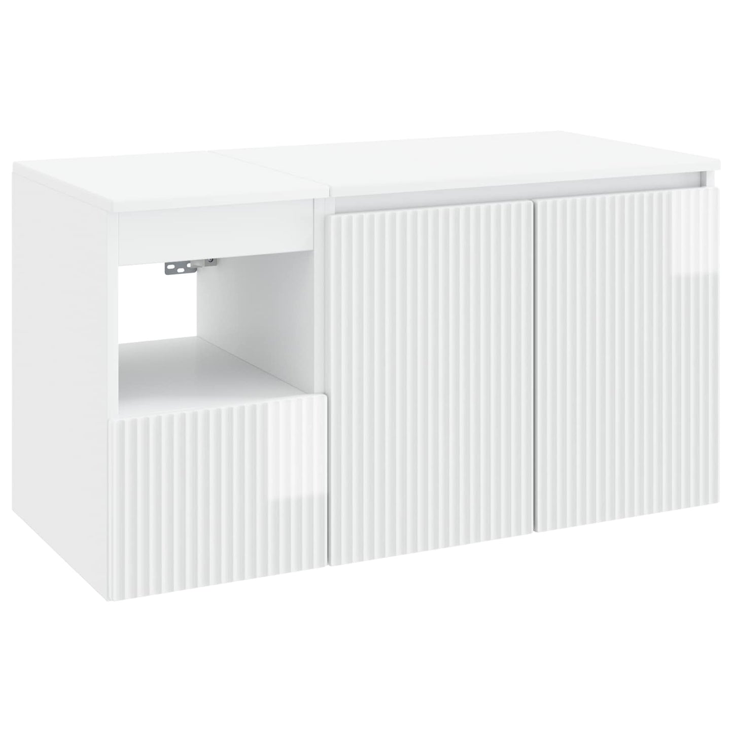 Bathroom Furniture Set 2 pcs High Gloss White Engineered Wood