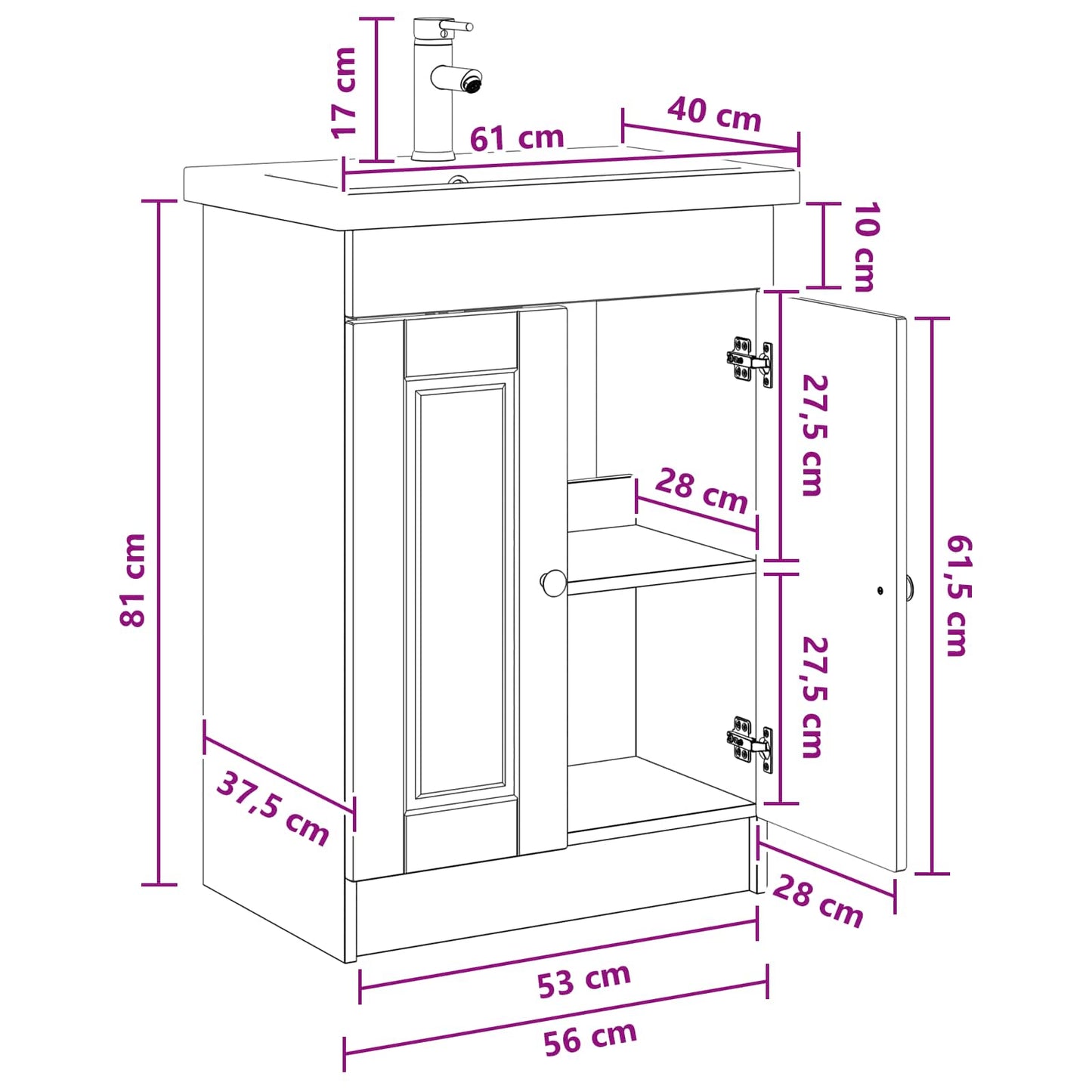 Bathroom Furniture Set Concrete Grey 56 x 37.5 x 81 cm