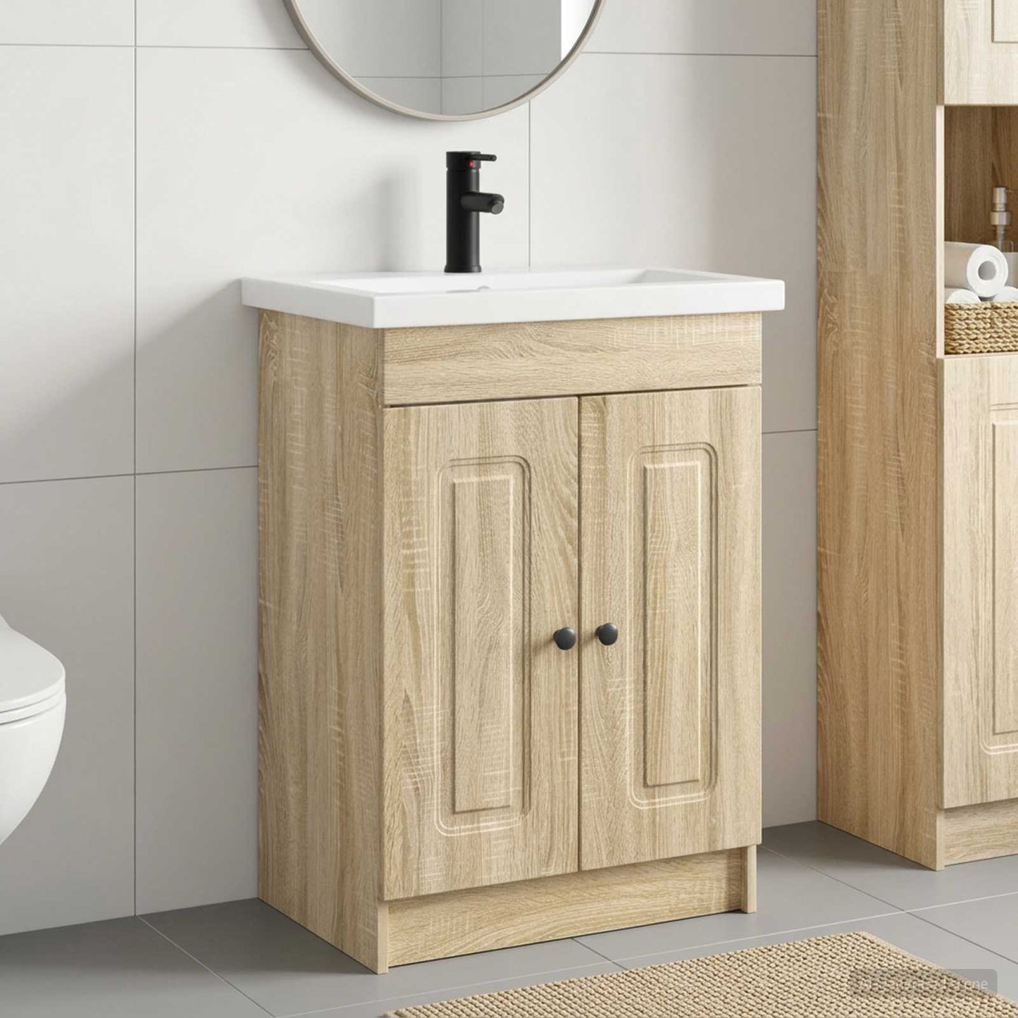 Bathroom Furniture Set Sonoma Oak 56 x 37.5 x 81 cm