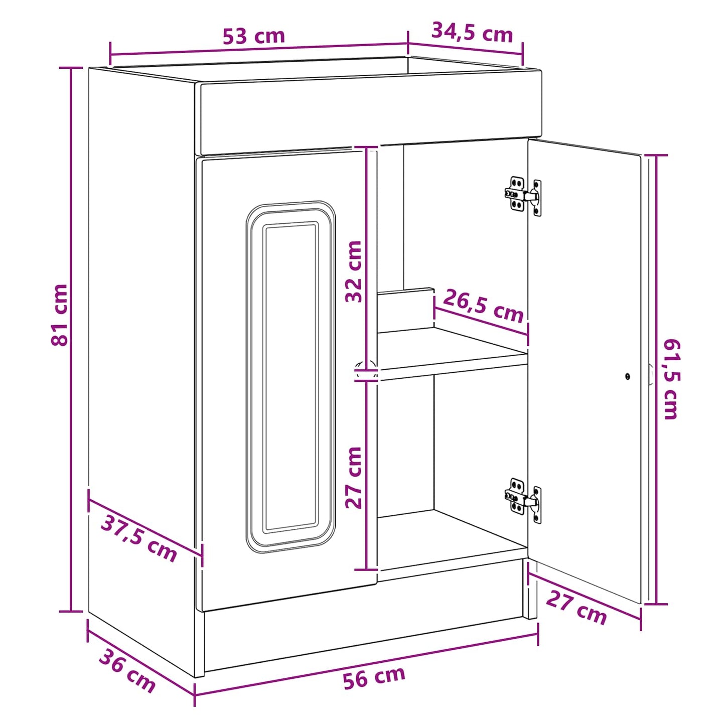 Bathroom Furniture Set Old Wood 56 x 37.5 x 81 cm