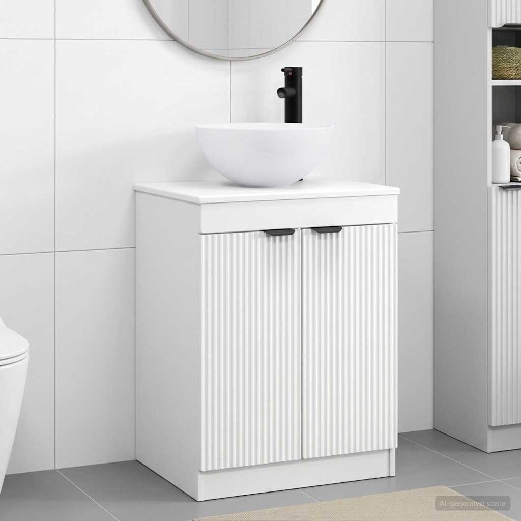 Bathroom Furniture Set White Engineered Wood