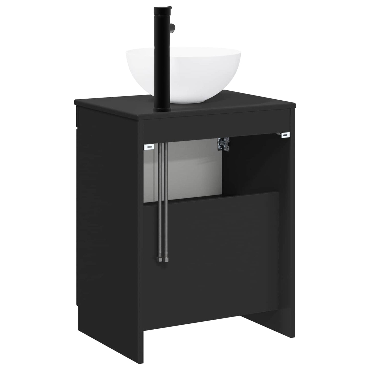 Bathroom Furniture Set Black Engineered Wood