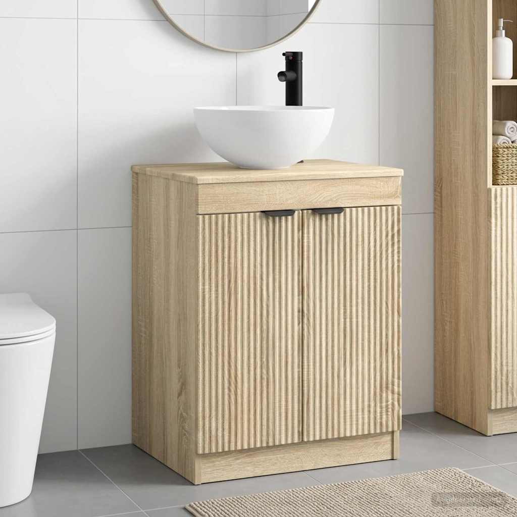 Bathroom Furniture Set Sonoma Oak Engineered Wood