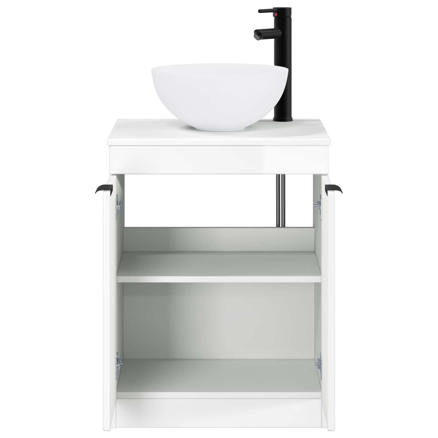 Bathroom Furniture Set High Gloss White Engineered Wood