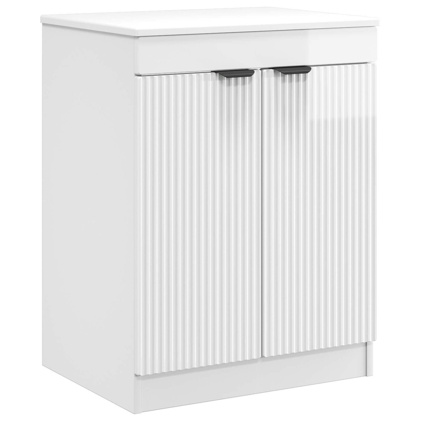 Bathroom Furniture Set High Gloss White Engineered Wood