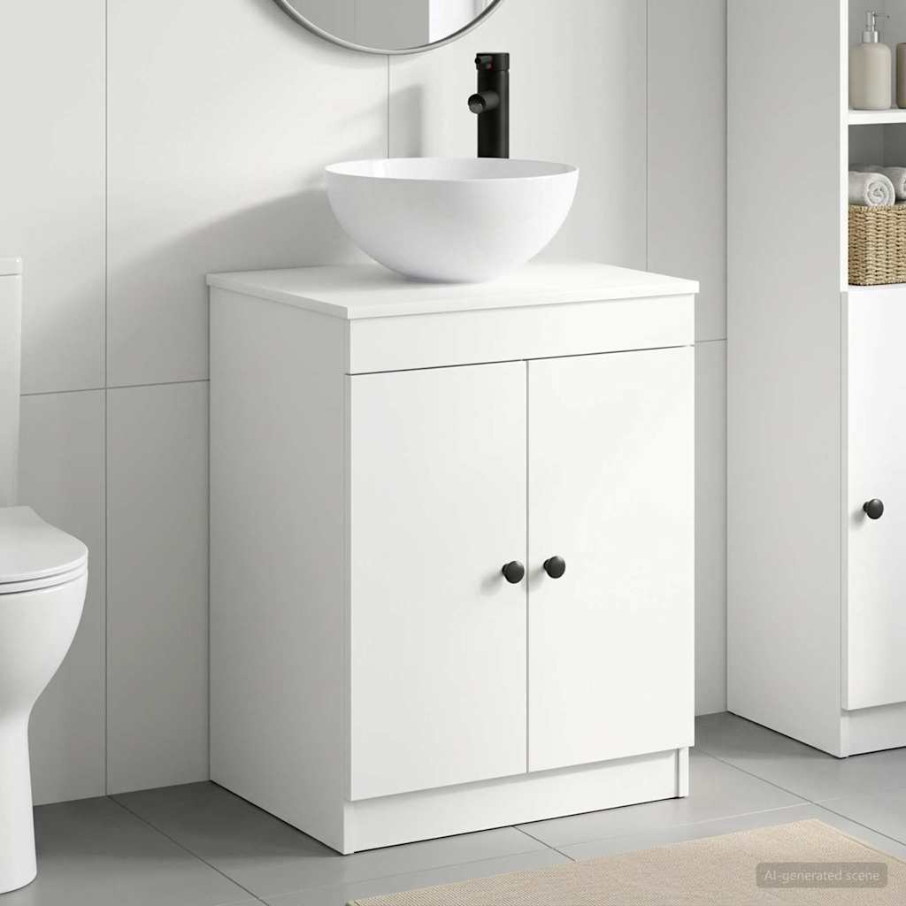 Bathroom Furniture Set White Engineered Wood