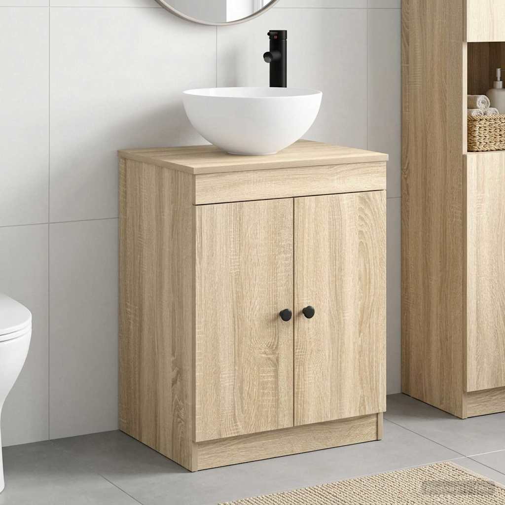 Bathroom Furniture Set Sonoma Oak Engineered Wood