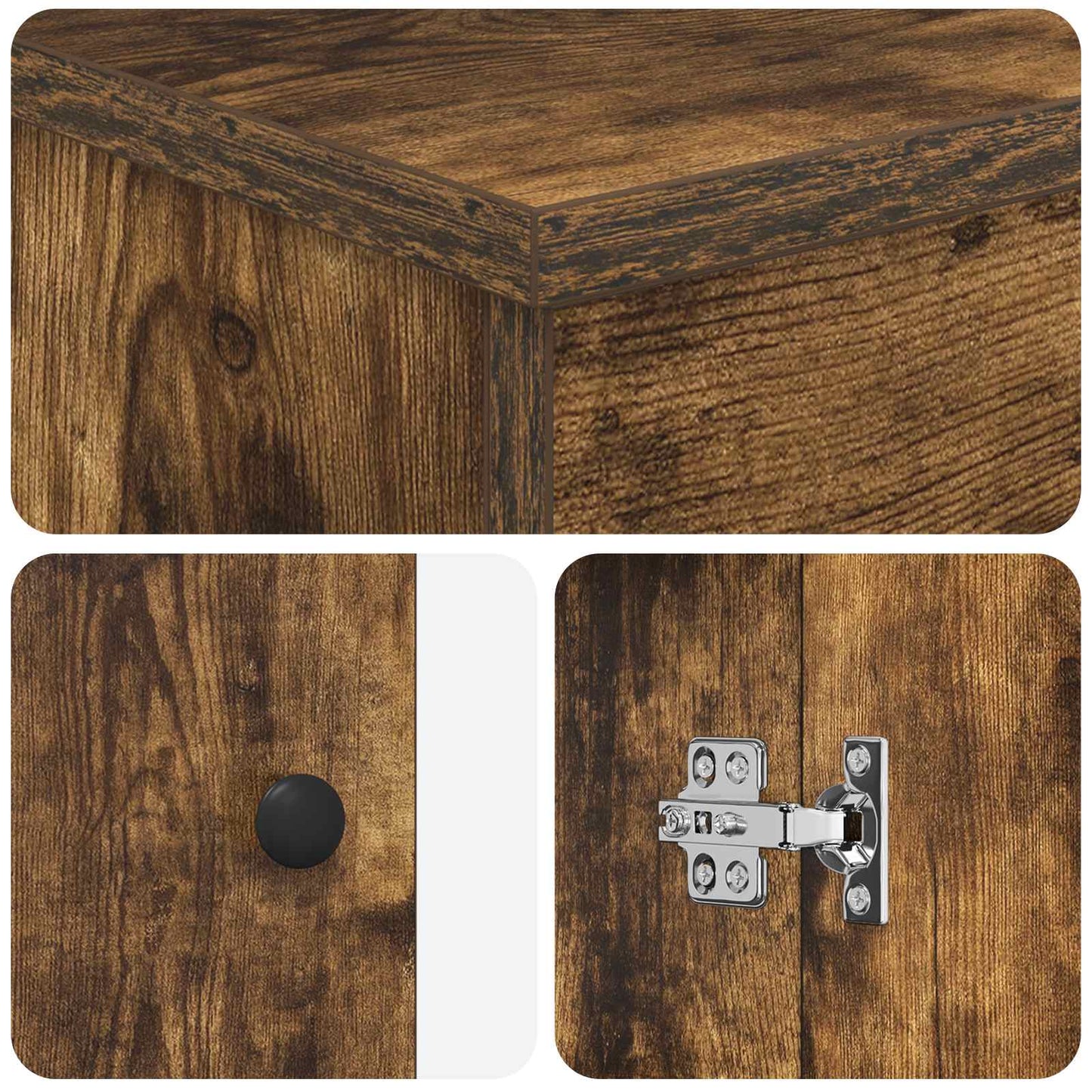 Bathroom Furniture Set Smoked Oak Engineered Wood