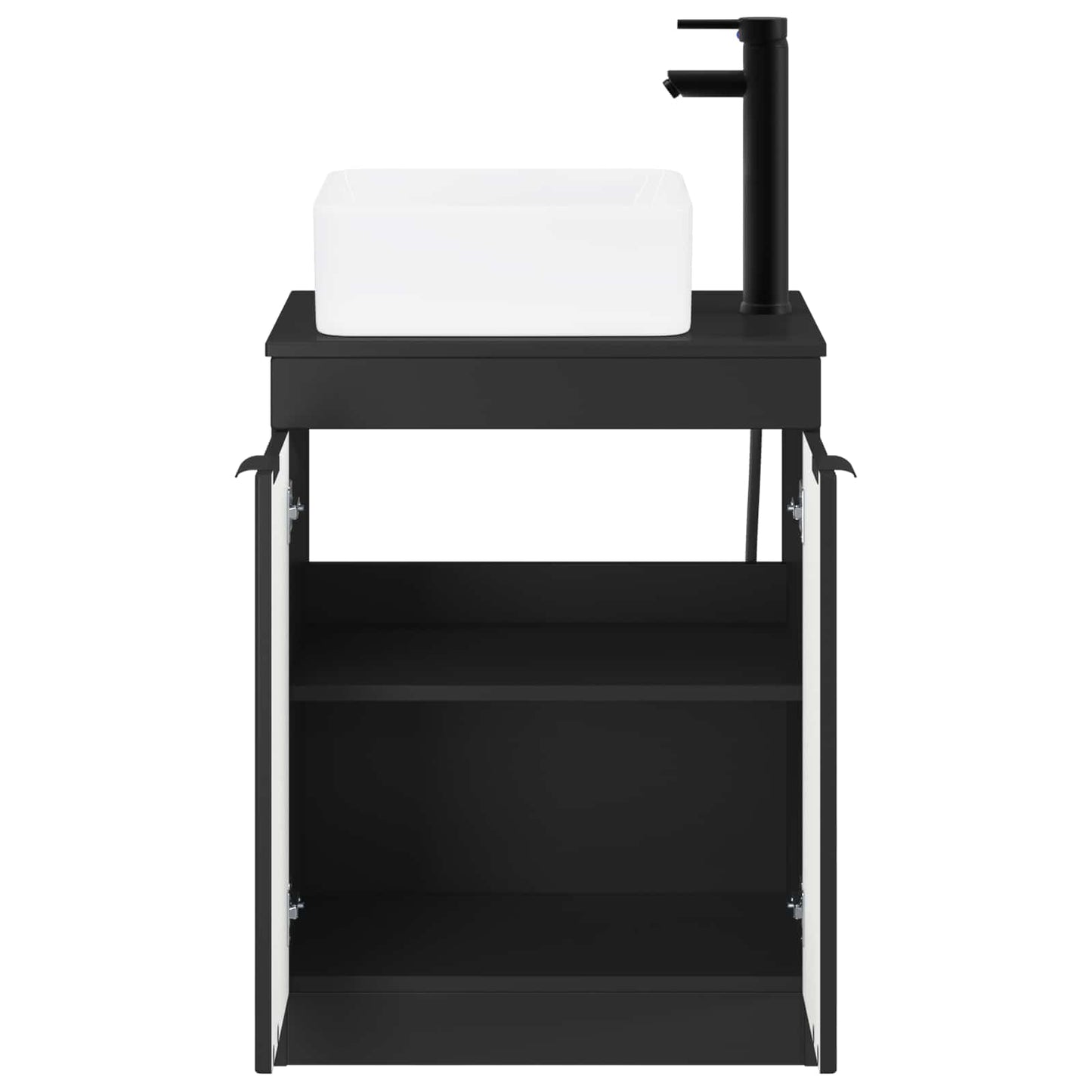 Bathroom Furniture Set Black Engineered Wood