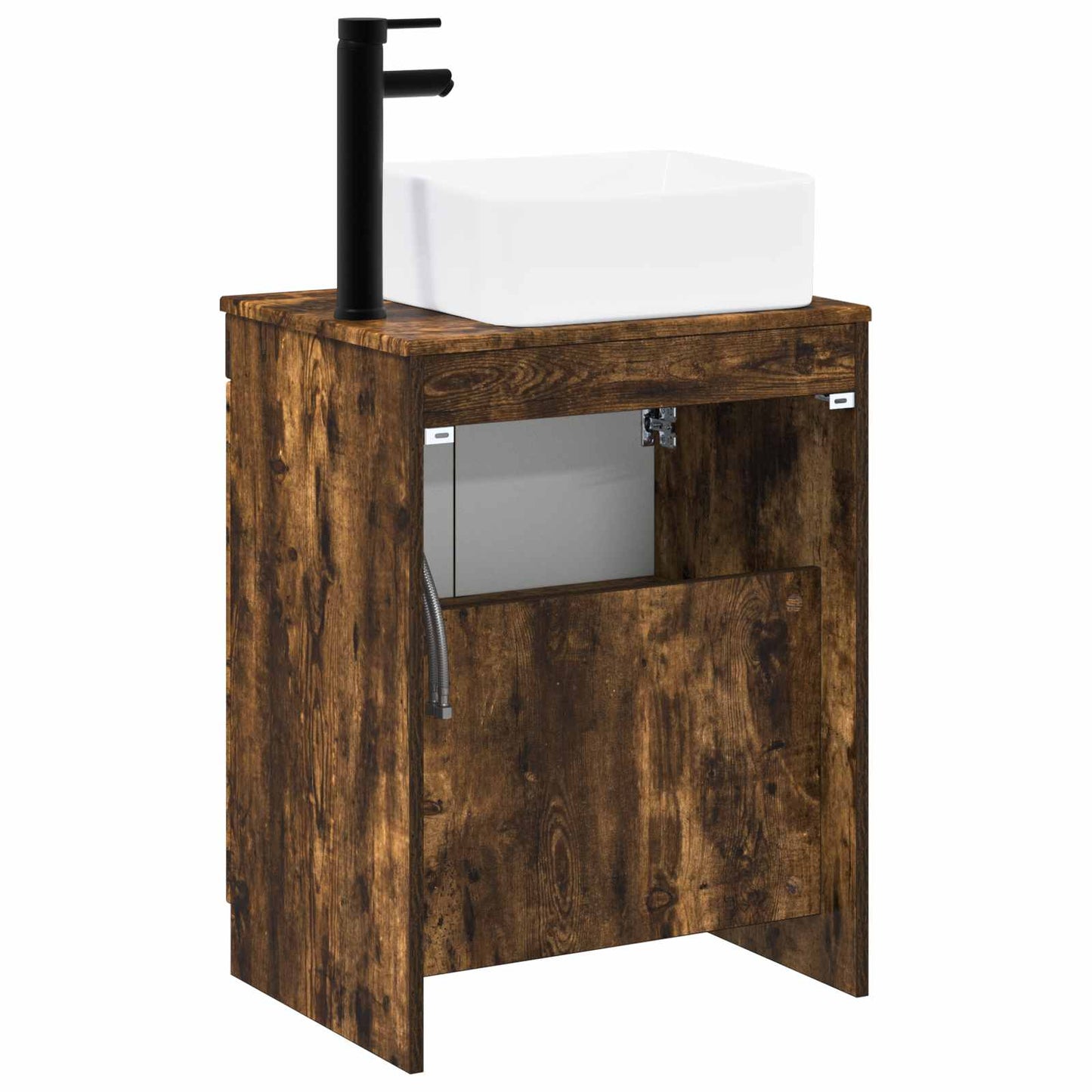 Bathroom Furniture Set Smoked Oak Engineered Wood
