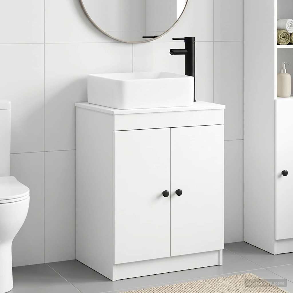 Bathroom Furniture Set White Engineered Wood
