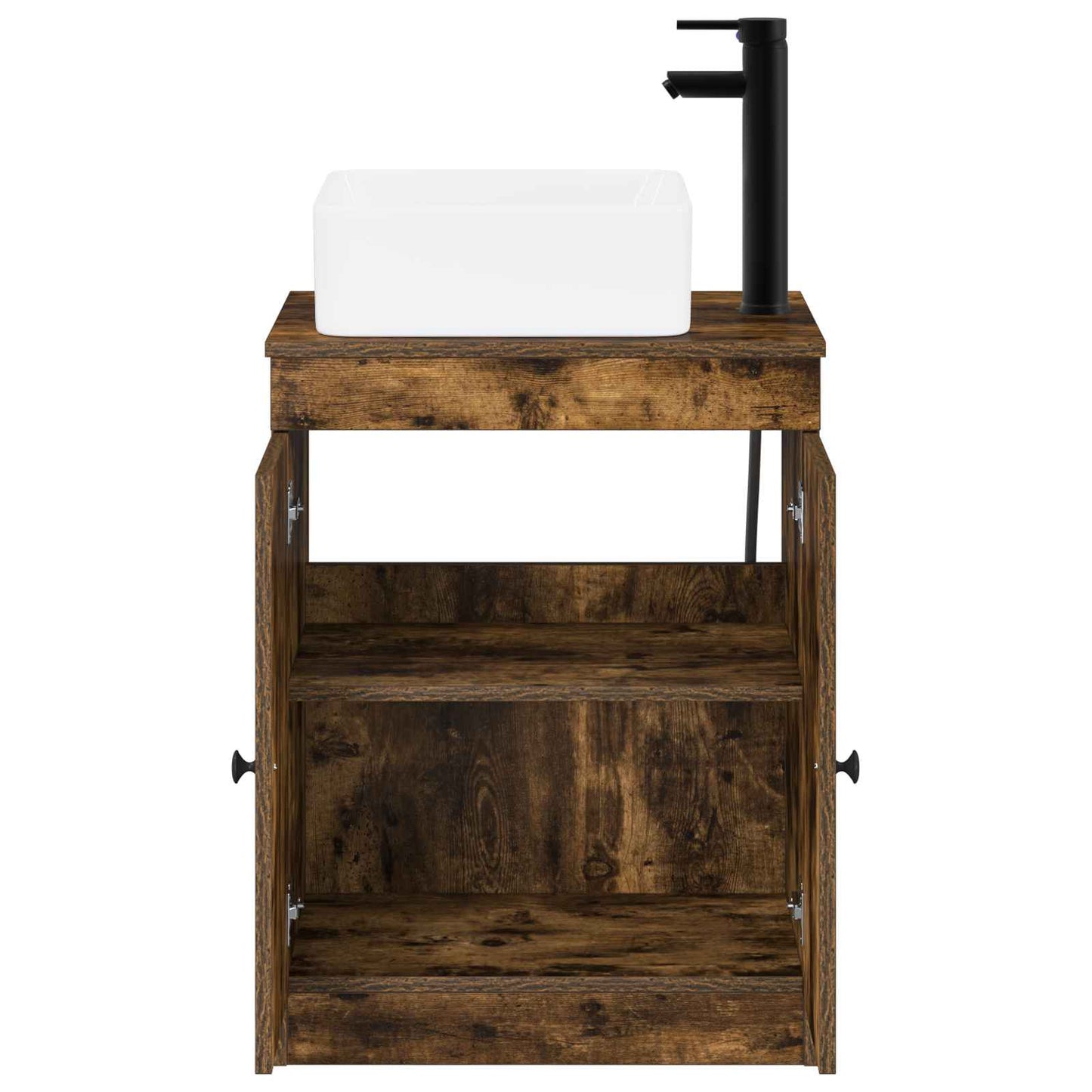 Bathroom Furniture Set Smoked Oak Engineered Wood