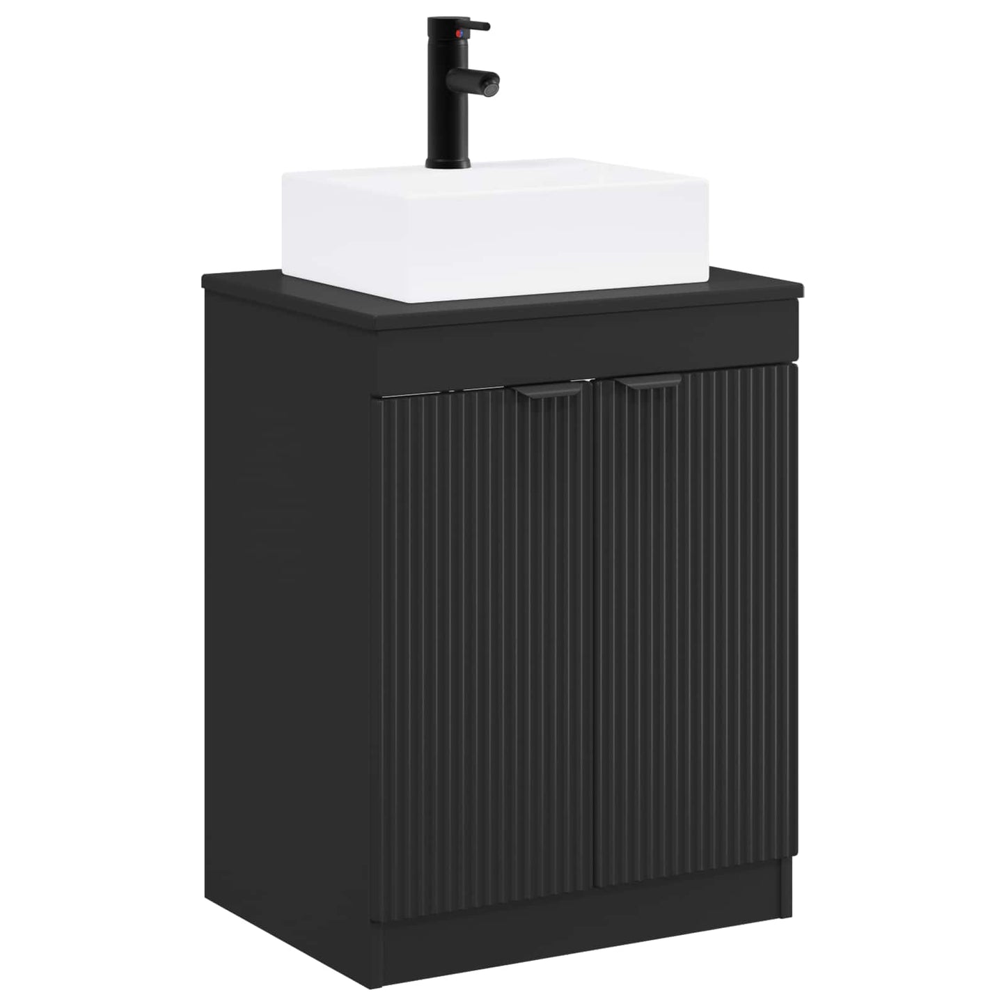 Bathroom Furniture Set Black Engineered Wood