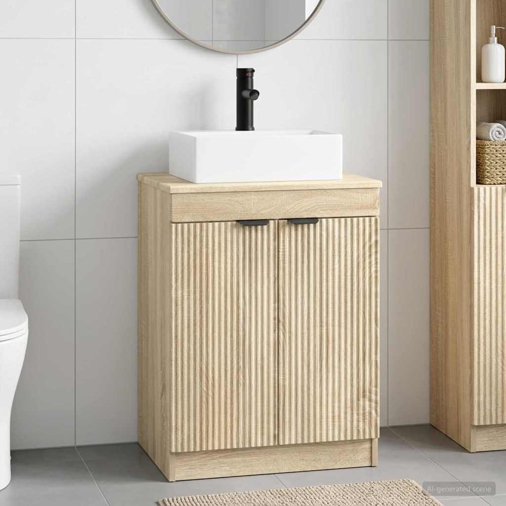 Bathroom Furniture Set Sonoma Oak Engineered Wood