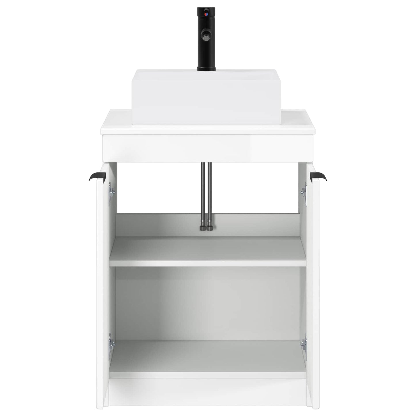 Bathroom Furniture Set High Gloss White Engineered Wood