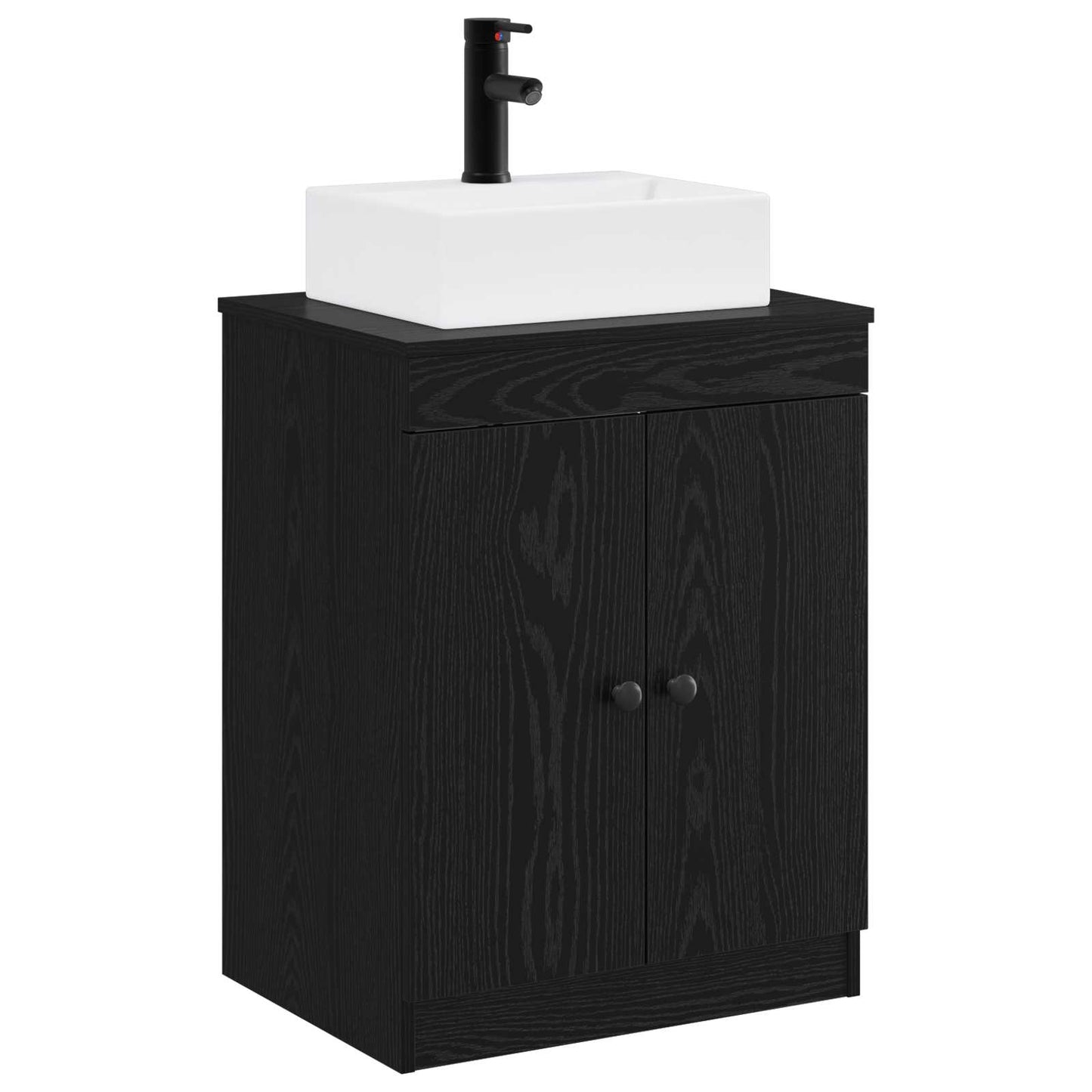 Bathroom Furniture Set Black Oak Engineered Wood