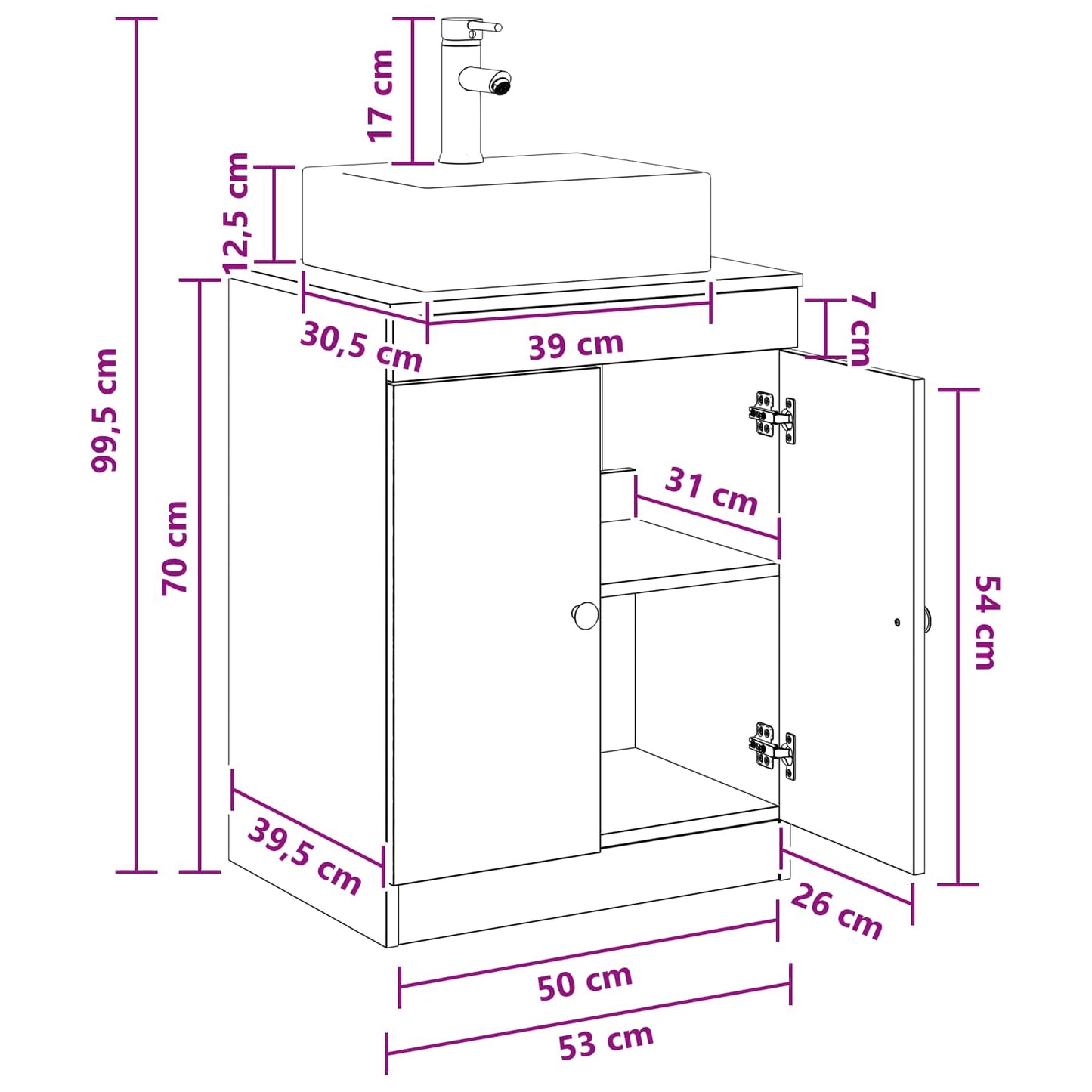 Bathroom Furniture Set Black Oak Engineered Wood