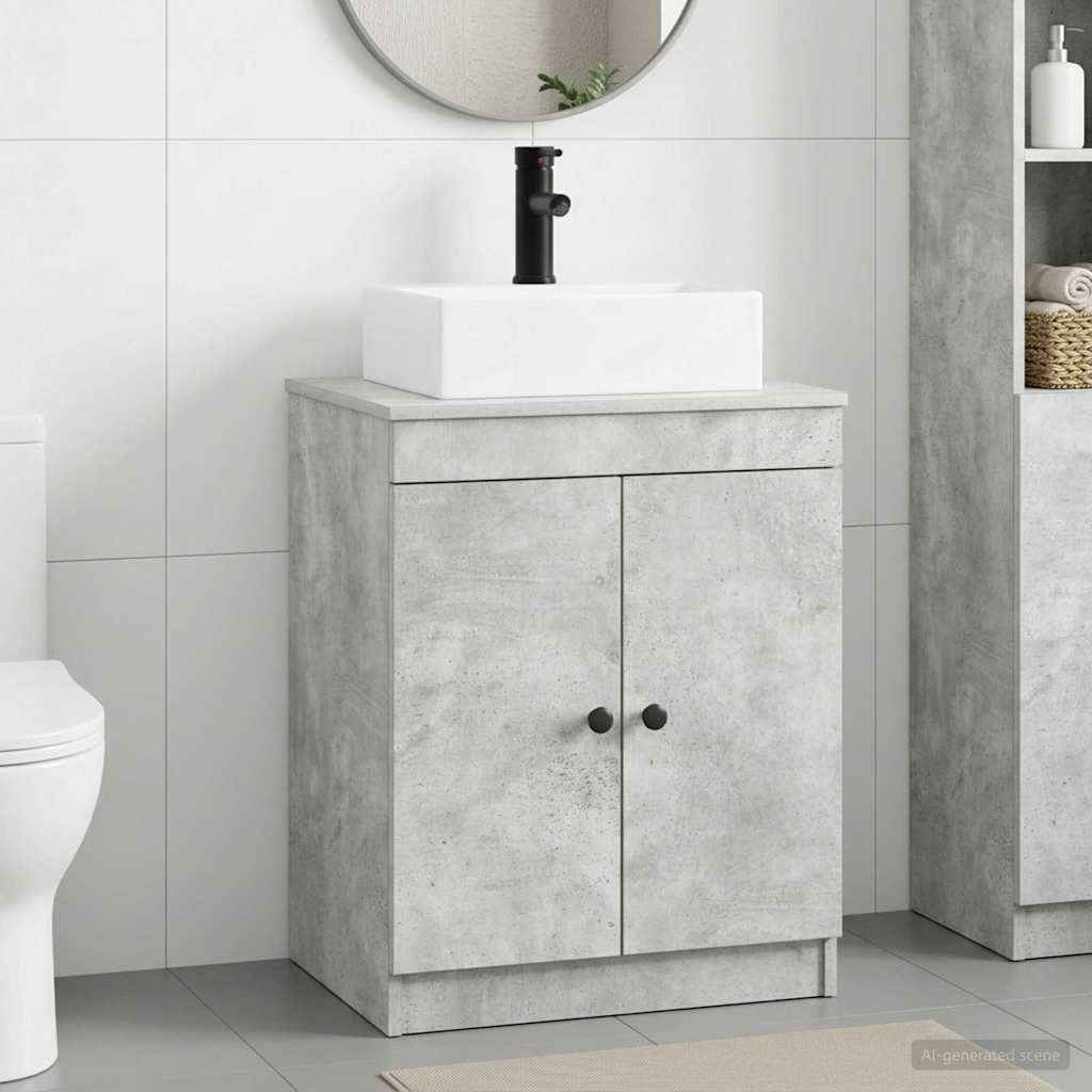 Bathroom Furniture Set Concrete Grey Engineered Wood
