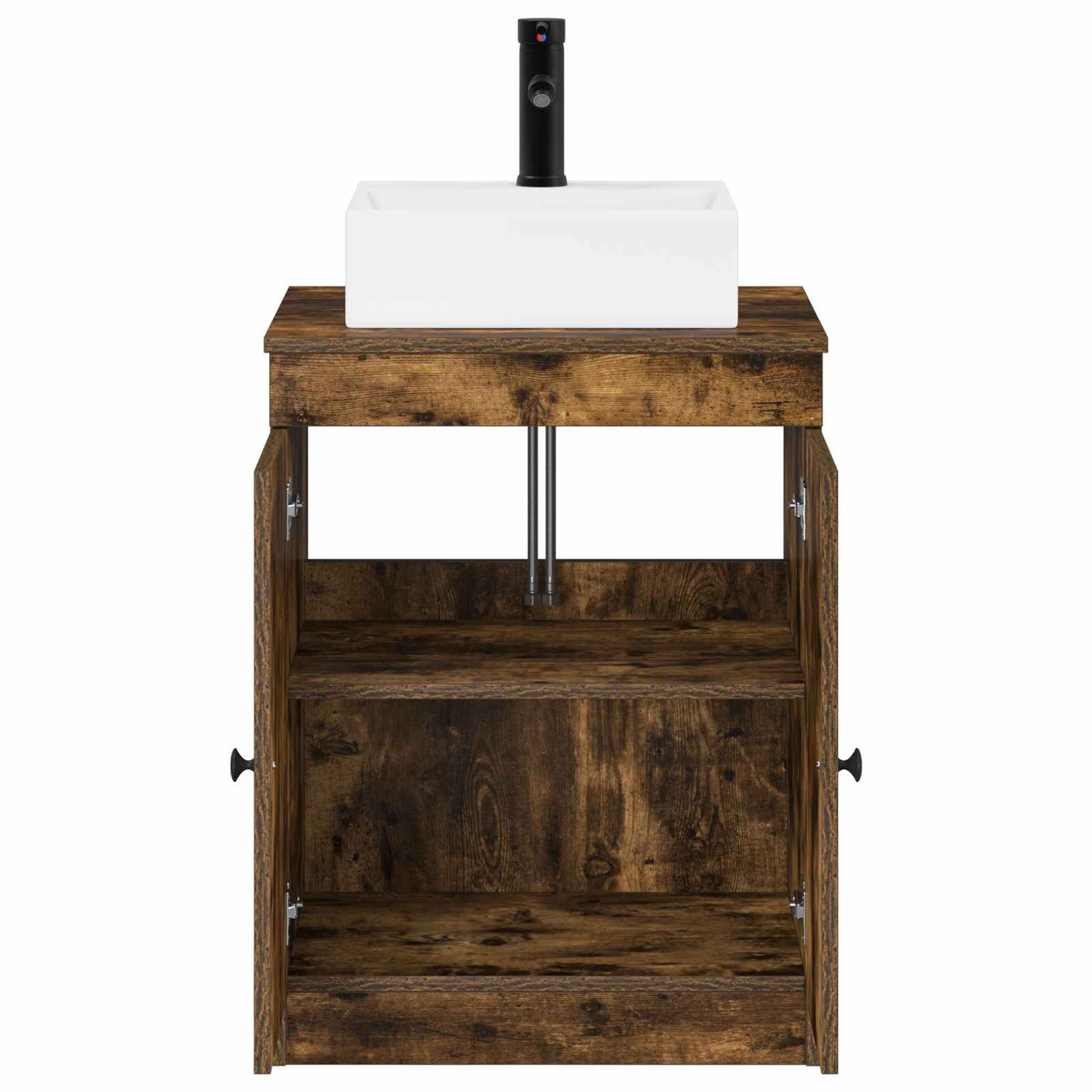 Bathroom Furniture Set Smoked Oak Engineered Wood