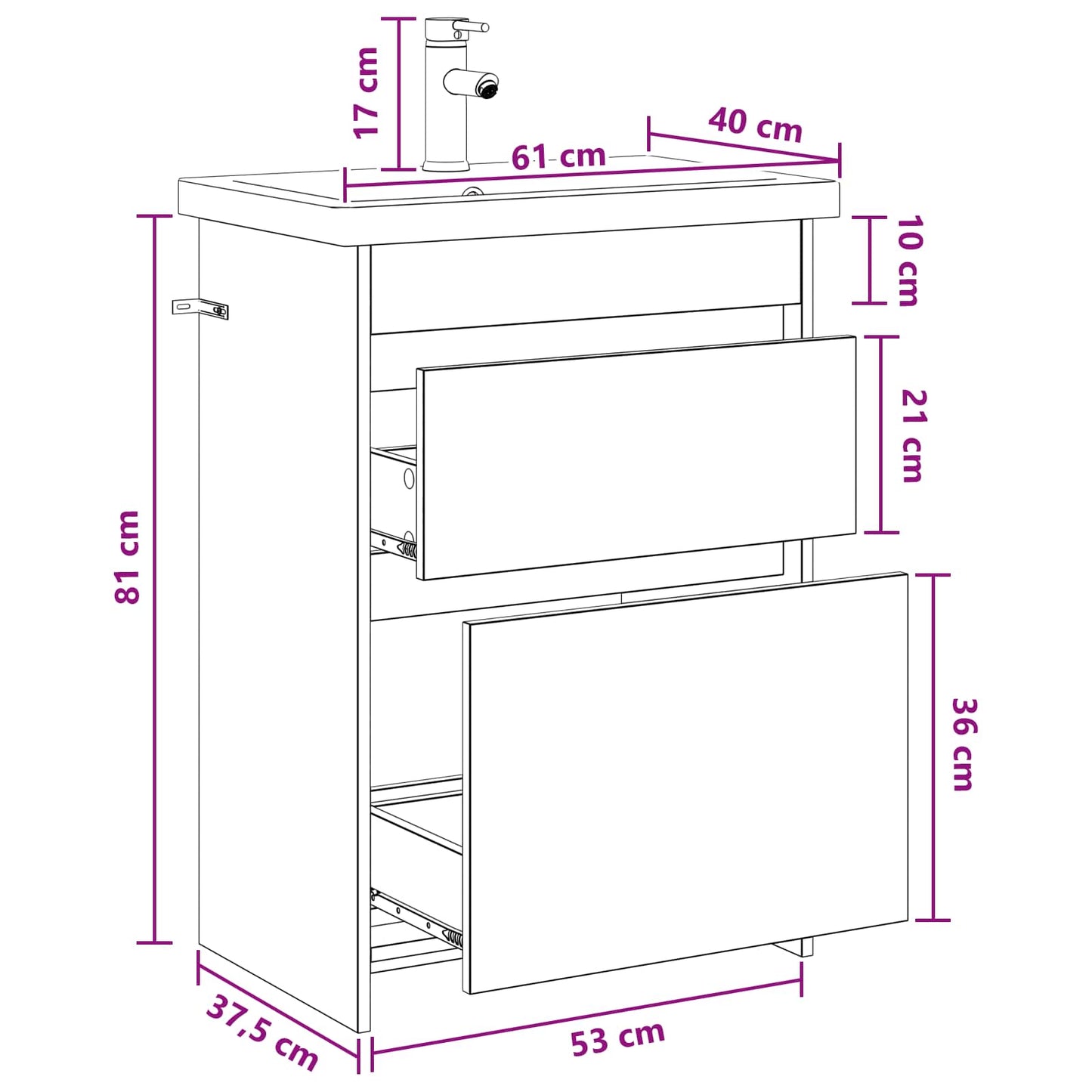 Bathroom Furniture Set Grey Sonoma 61 x 40 x 84.5 cm