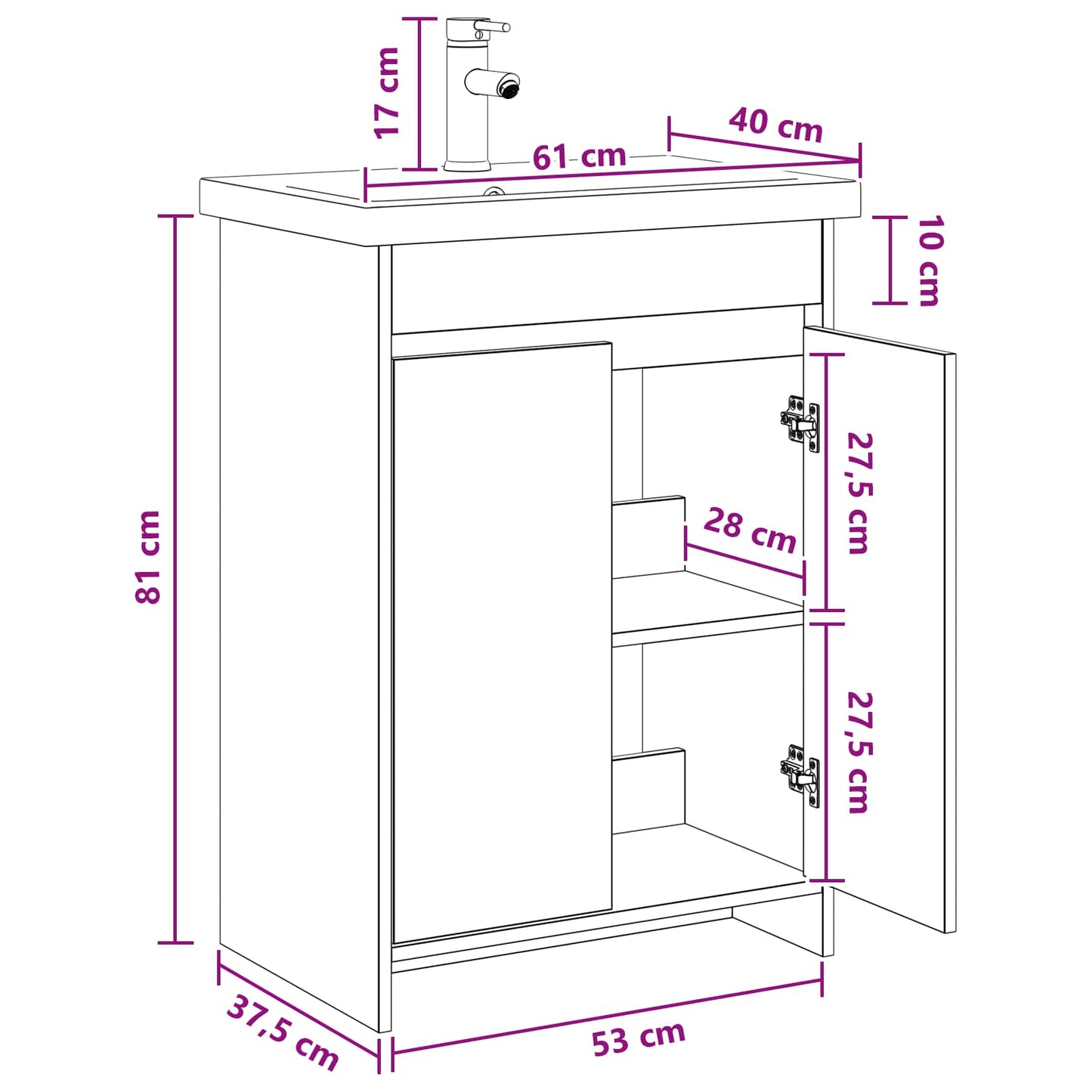 Bathroom Furniture Set Old Wood 61 x 40 x 84.5 cm