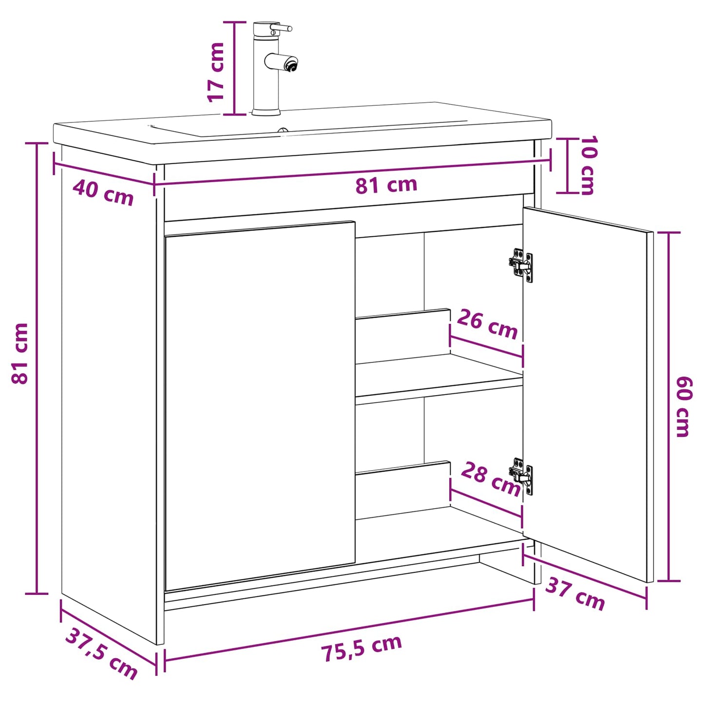 Bathroom Furniture Set Concrete Grey 81 x 40 x 84.5 cm