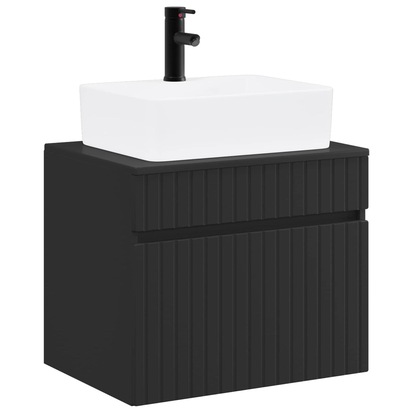 Bathroom Furniture Set Black Engineered Wood