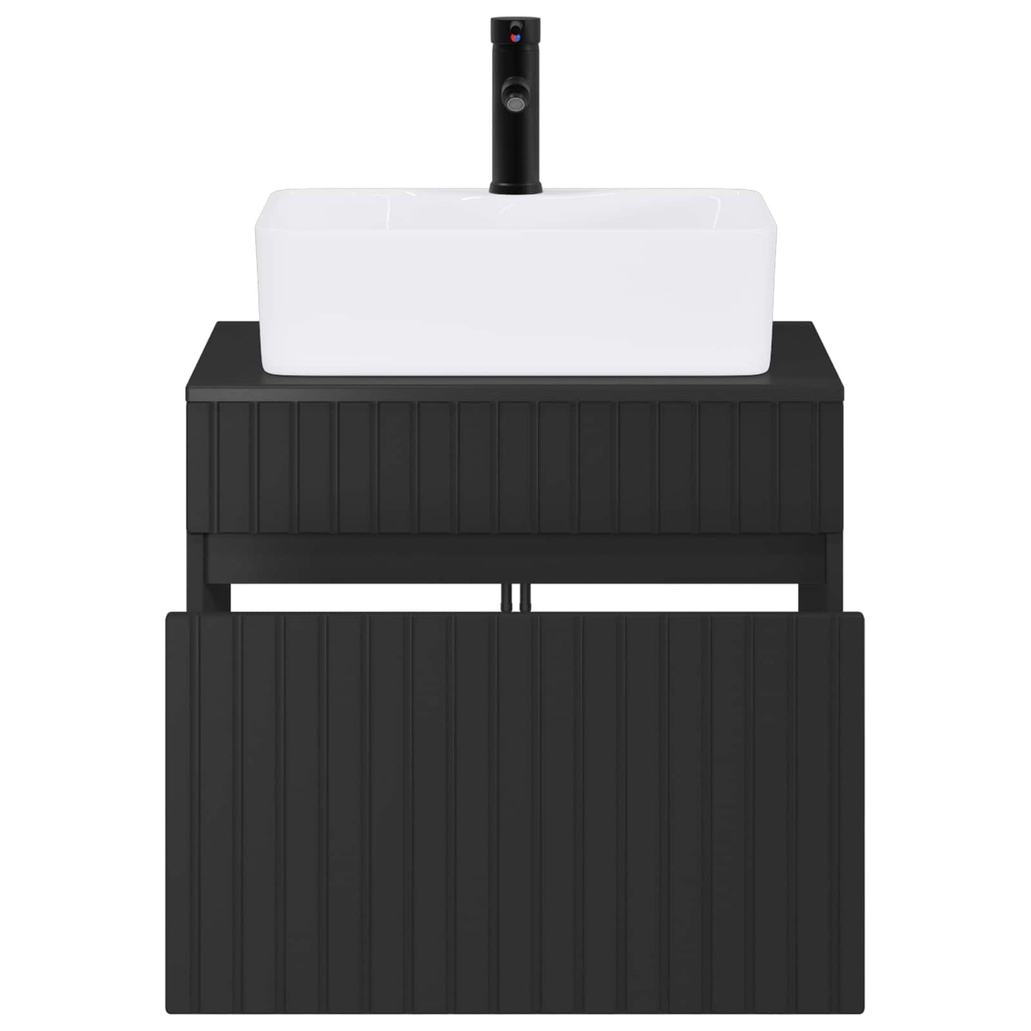 Bathroom Furniture Set Black Engineered Wood