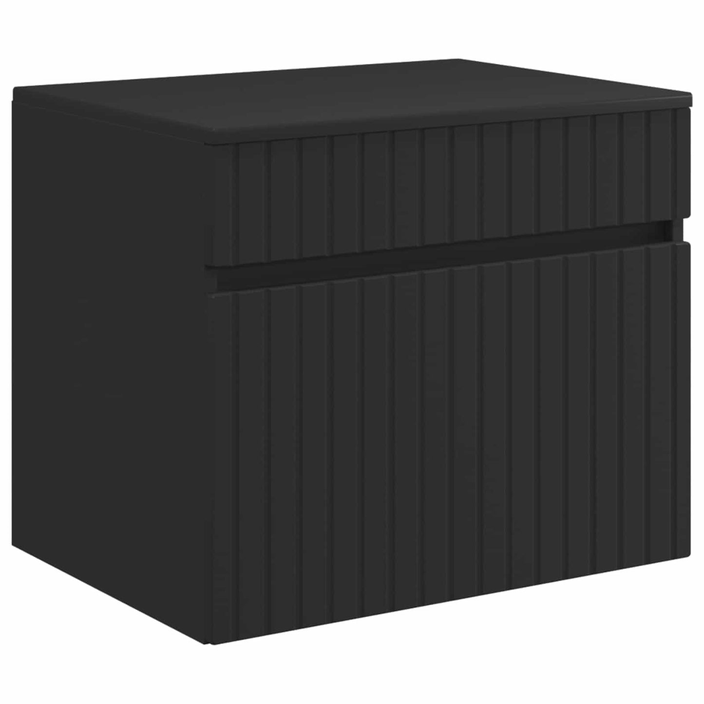 Bathroom Furniture Set Black Engineered Wood