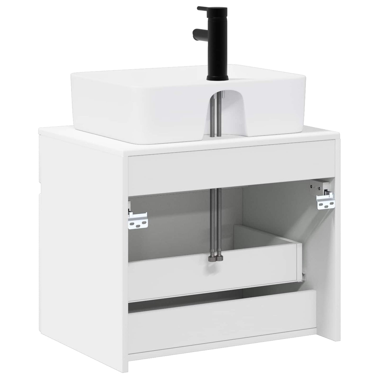 Bathroom Furniture Set High Gloss White Engineered Wood