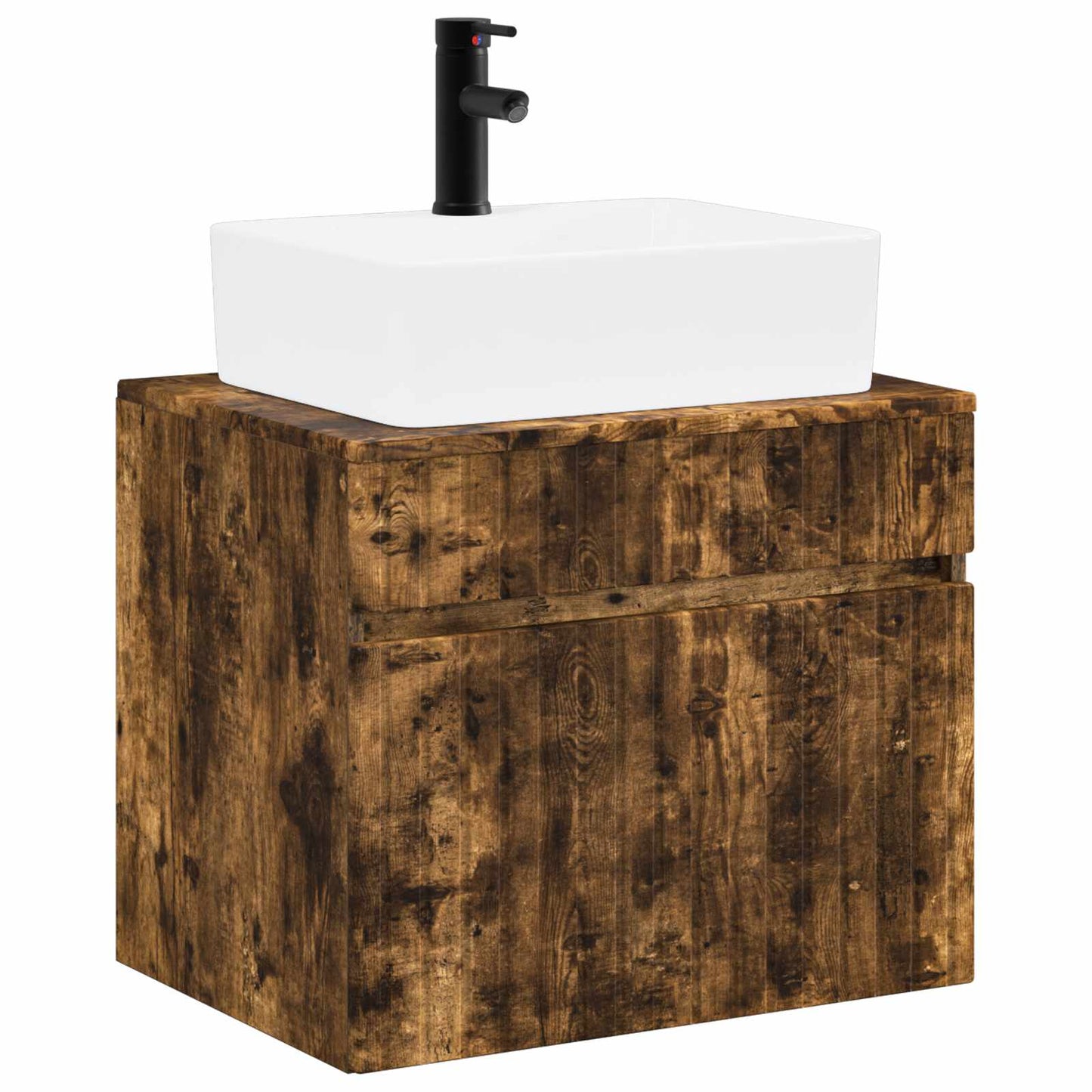Bathroom Furniture Set Smoked Oak Engineered Wood