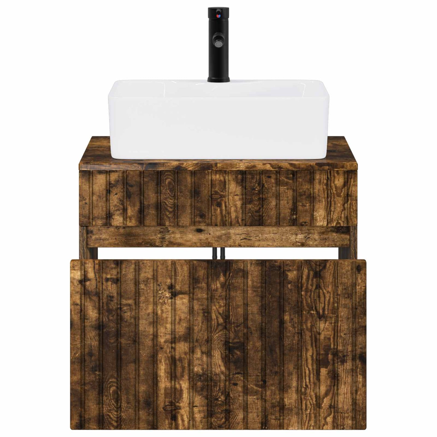 Bathroom Furniture Set Smoked Oak Engineered Wood