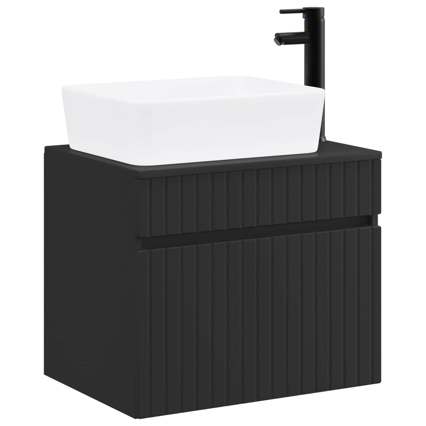 Bathroom Furniture Set Black Engineered Wood