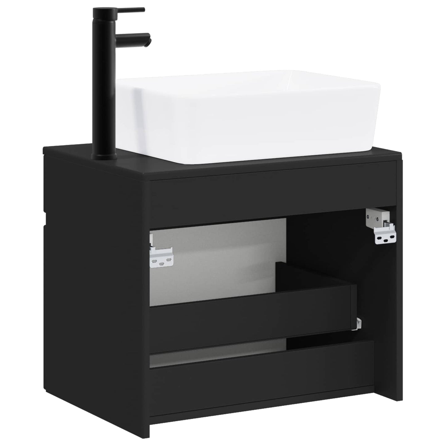 Bathroom Furniture Set Black Engineered Wood