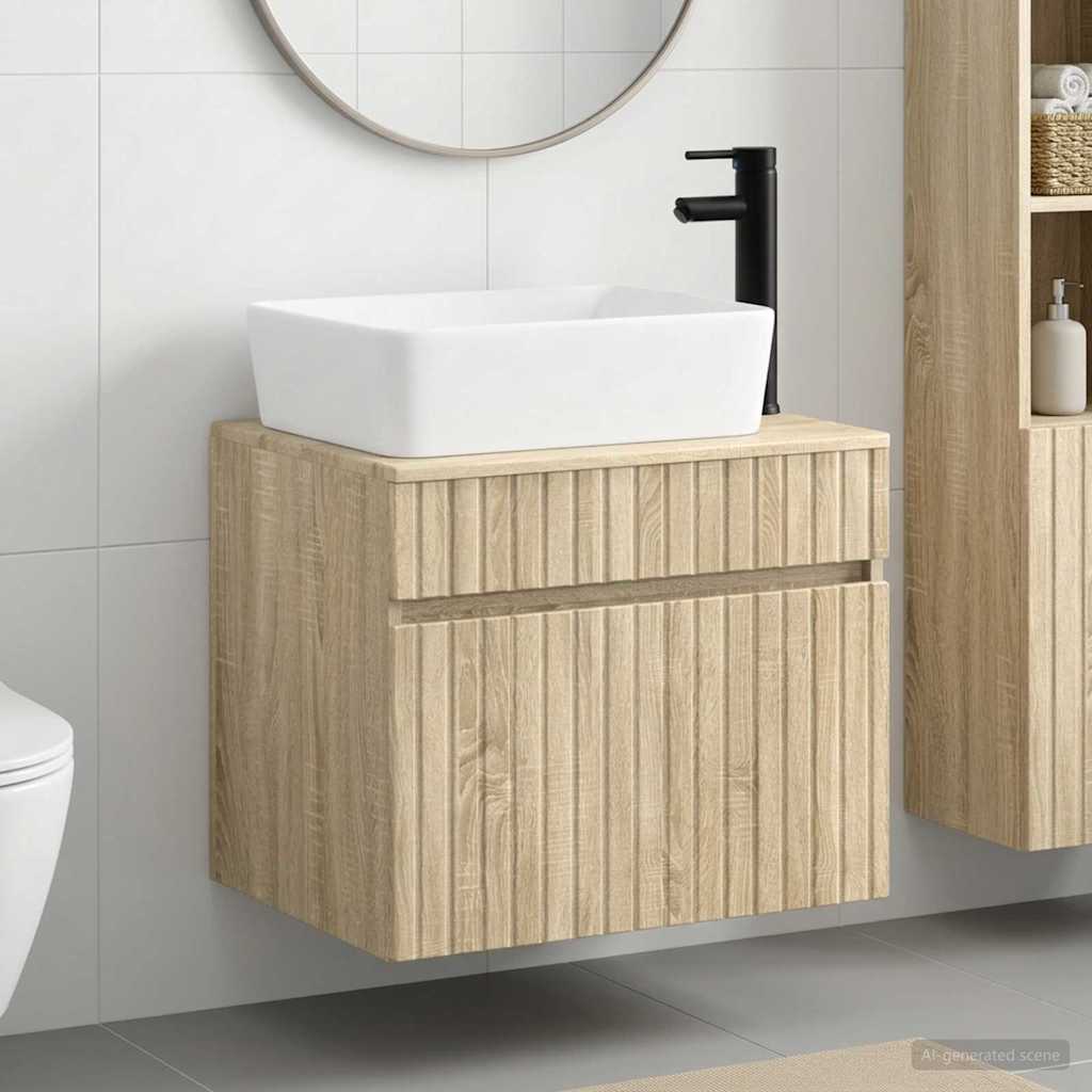 Bathroom Furniture Set Sonoma Oak Engineered Wood