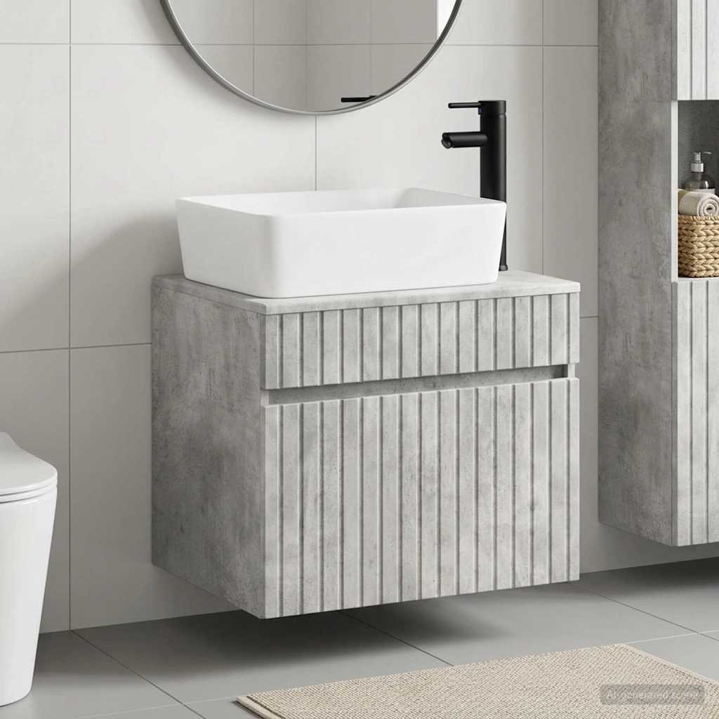 Bathroom Furniture Set Concrete Grey Engineered Wood