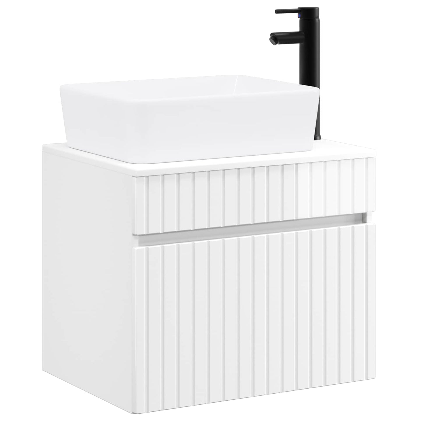 Bathroom Furniture Set High Gloss White Engineered Wood
