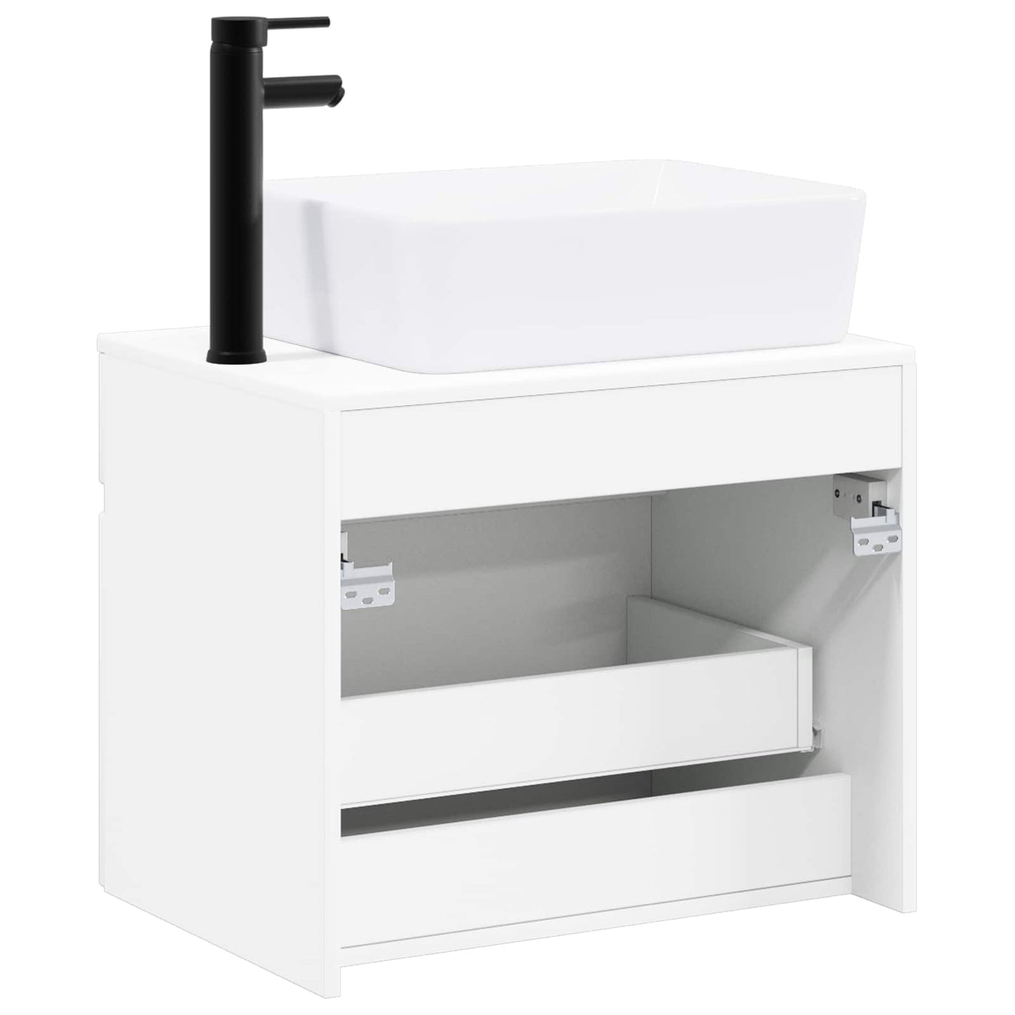 Bathroom Furniture Set High Gloss White Engineered Wood