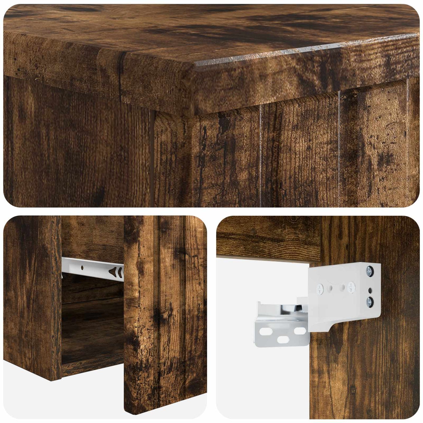 Bathroom Furniture Set Smoked Oak Engineered Wood