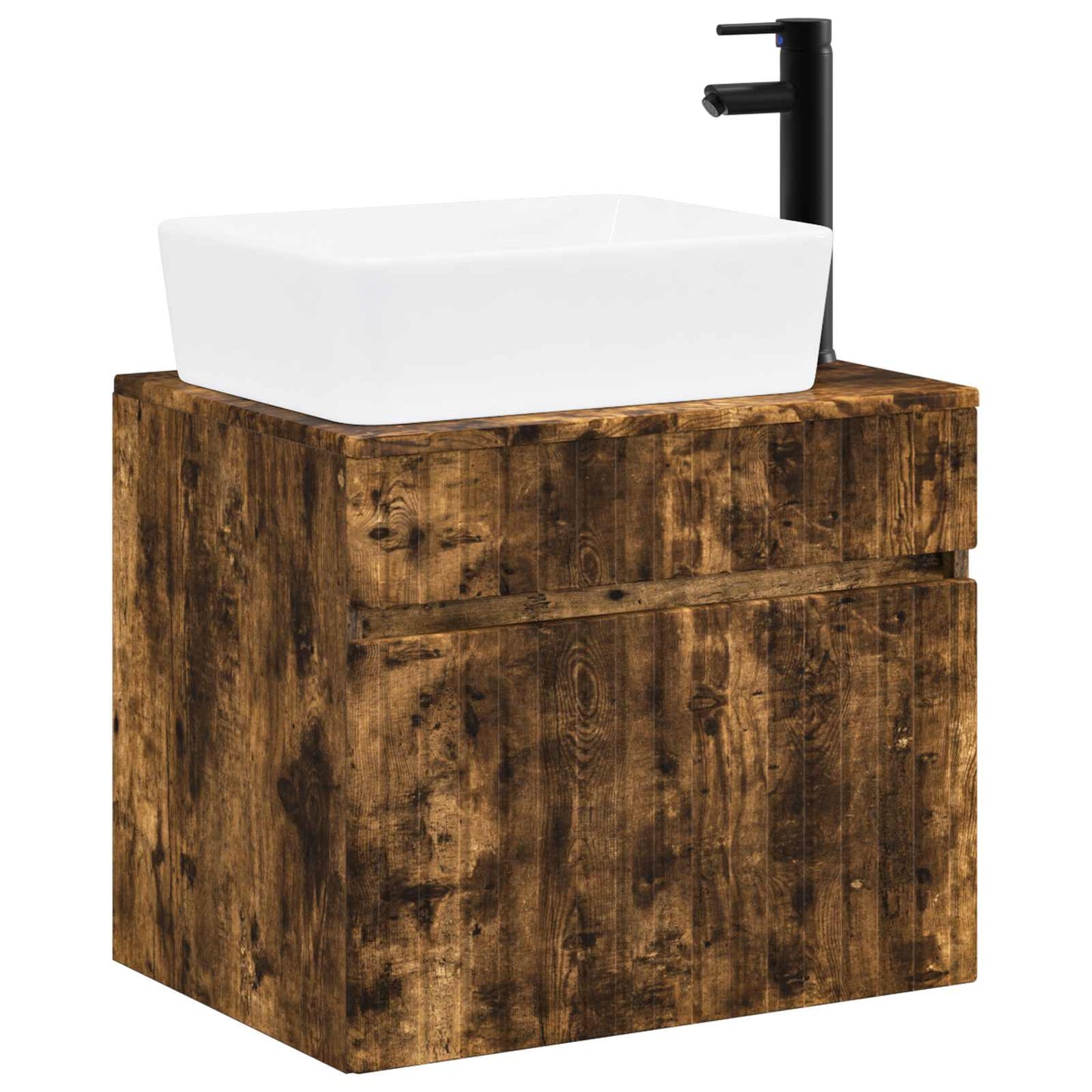 Bathroom Furniture Set Smoked Oak Engineered Wood
