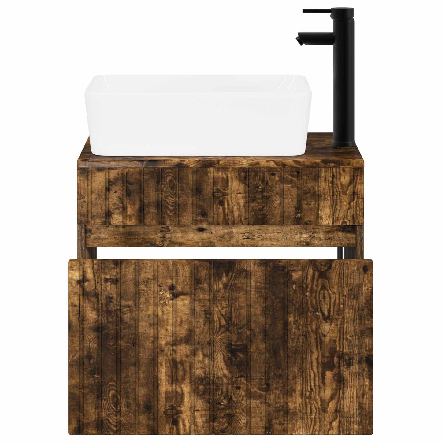 Bathroom Furniture Set Smoked Oak Engineered Wood