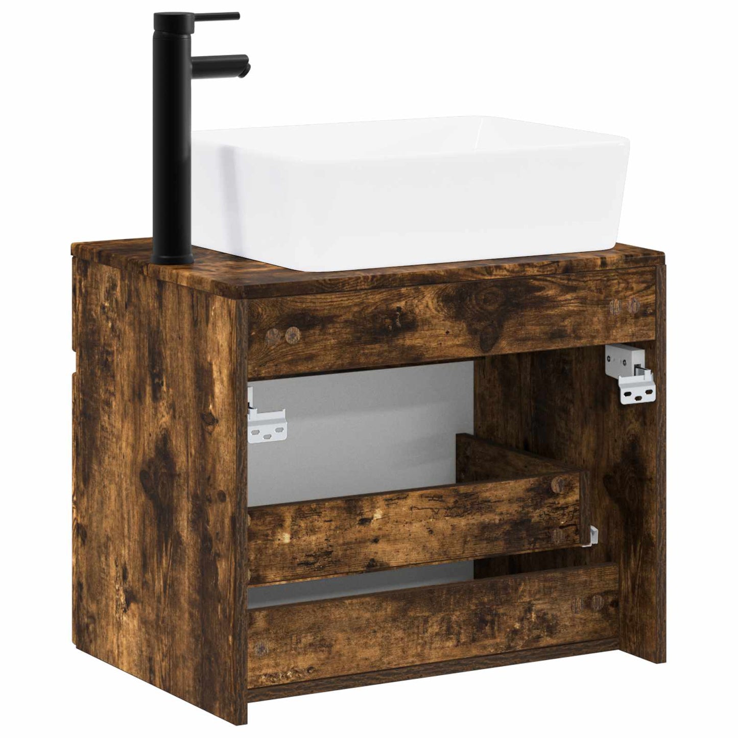 Bathroom Furniture Set Smoked Oak Engineered Wood